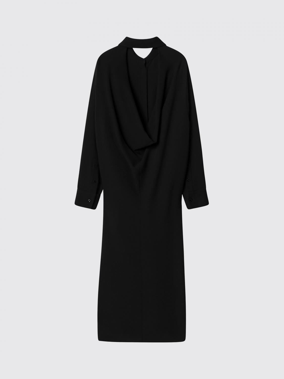 BALENCIAGA ABITO: Abito chemisier midi Balenciaga in seta e lana con maniche lunghe, Nero - Img 3