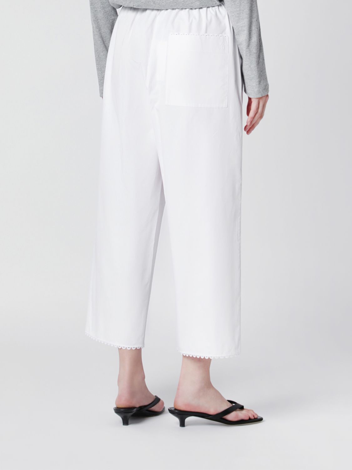 ROHE PANTALONI: Pantaloni cropped Rohe in cotone a gamba larga con vita elasticizzata, Bianco - Img 2