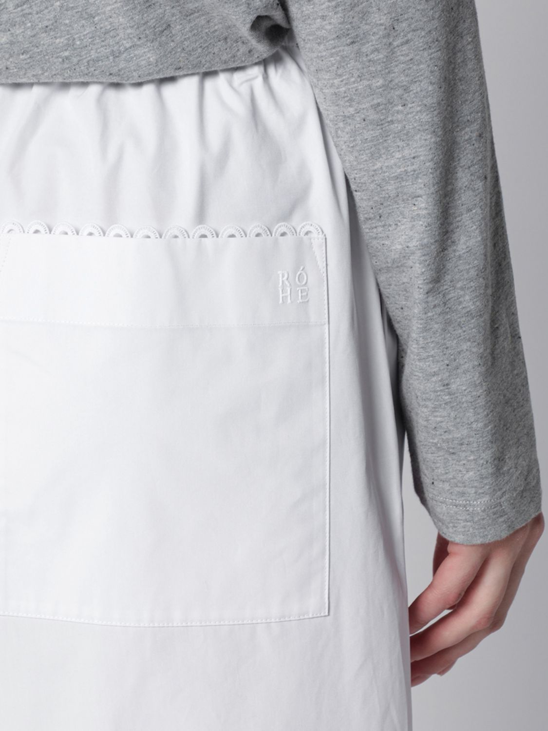 ROHE PANTALONI: Pantaloni cropped Rohe in cotone a gamba larga con vita elasticizzata, Bianco - Img 3