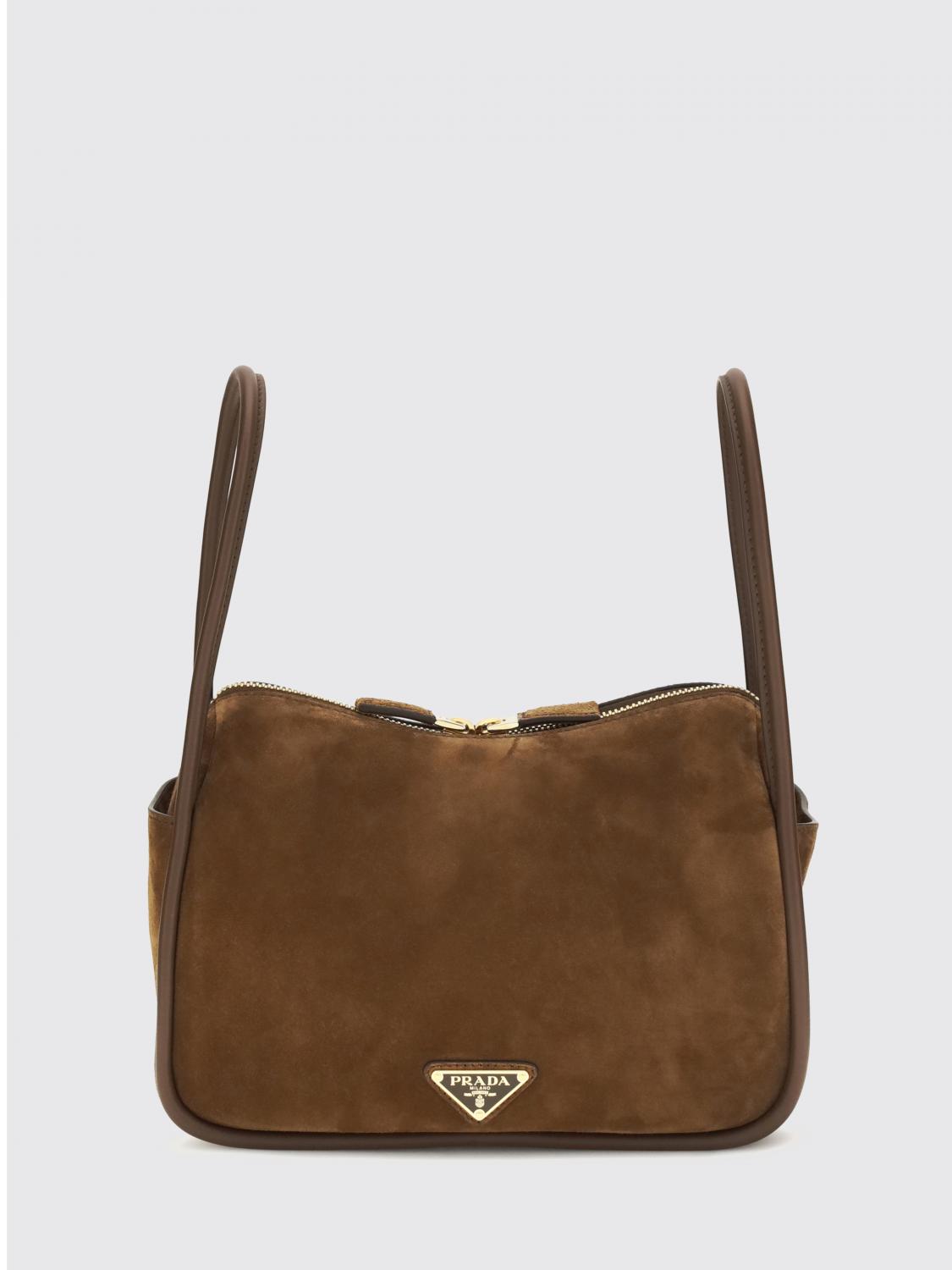 PRADA BORSA A MANO: Borsa Darling Prada in camoscio , Cacao - Img 1