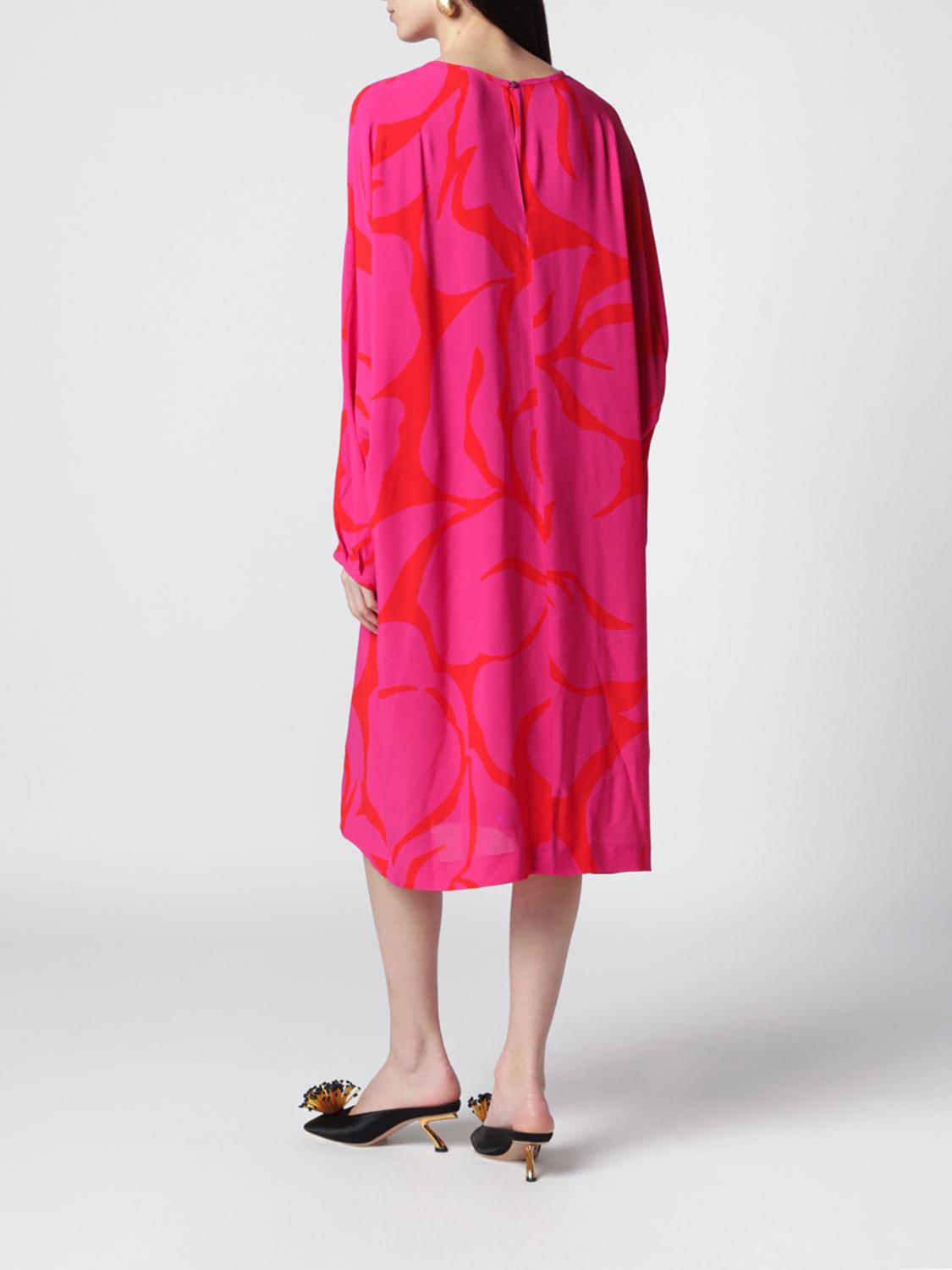 DRIES VAN NOTEN ABITO: Mini tunica Dries Van Noten in crêpe con stampa floreale, Fuxia - Img 3