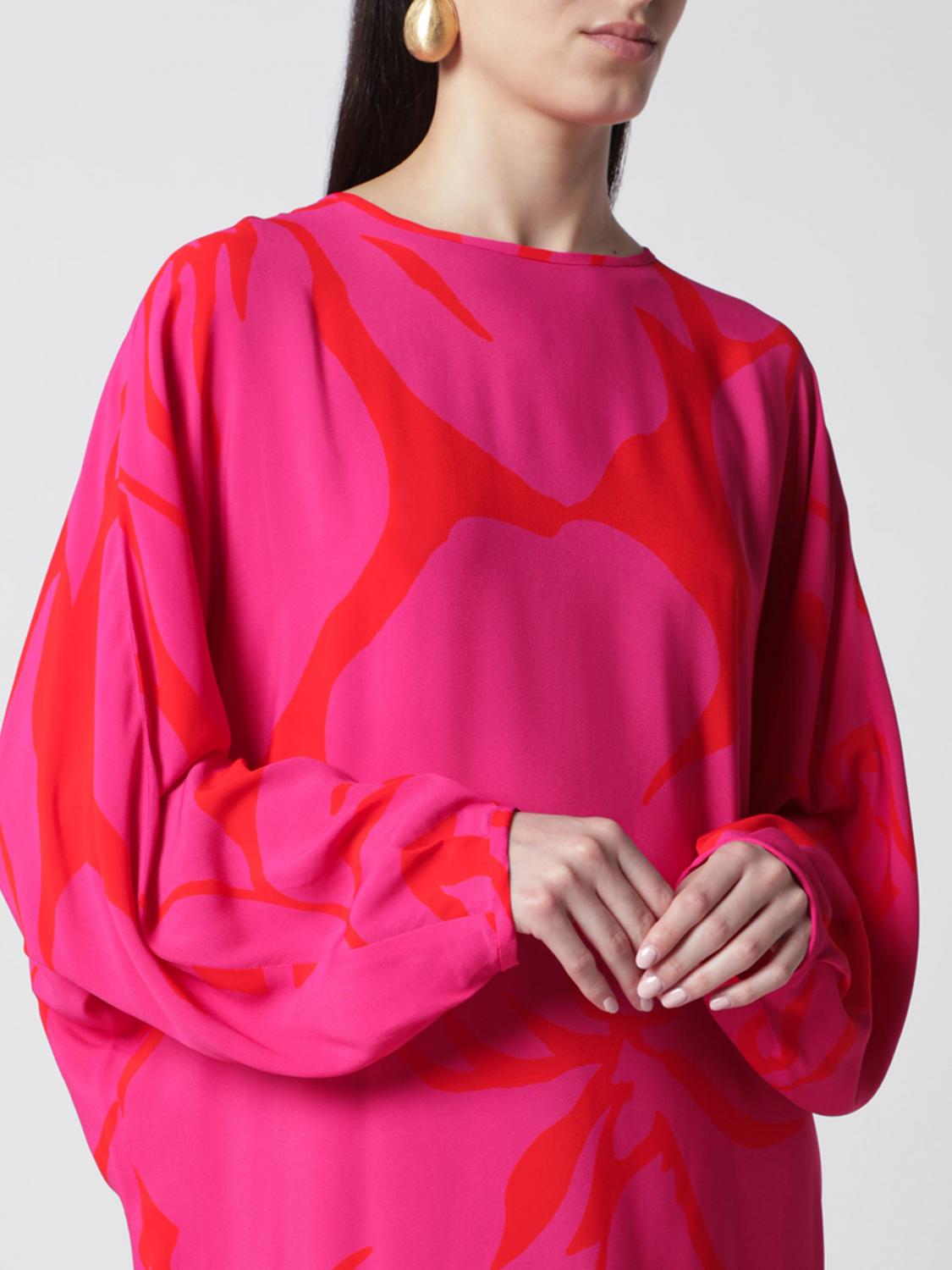 DRIES VAN NOTEN ABITO: Mini tunica Dries Van Noten in crêpe con stampa floreale, Fuxia - Img 4
