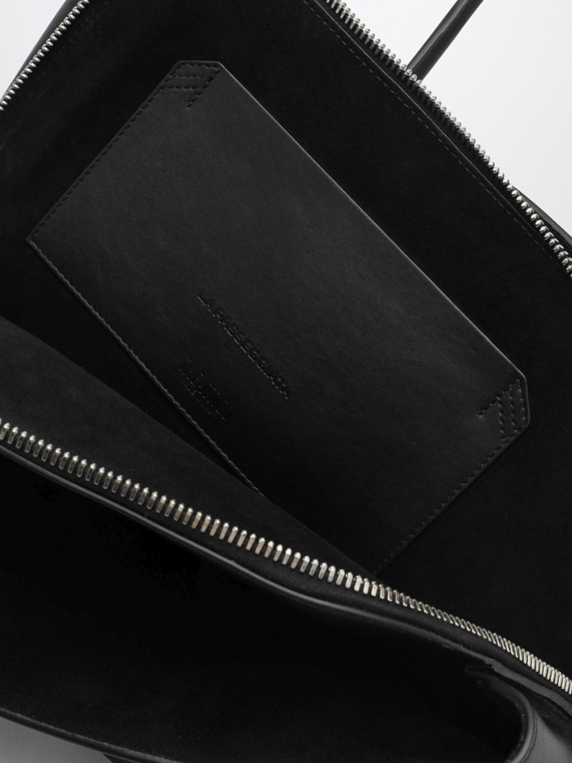 THE ATTICO BORSA A SPALLA: Borsa a spalla La Passeggiata The Attico in pelle liscia con design asimmetrico e doppia zip, Nero - Img 4