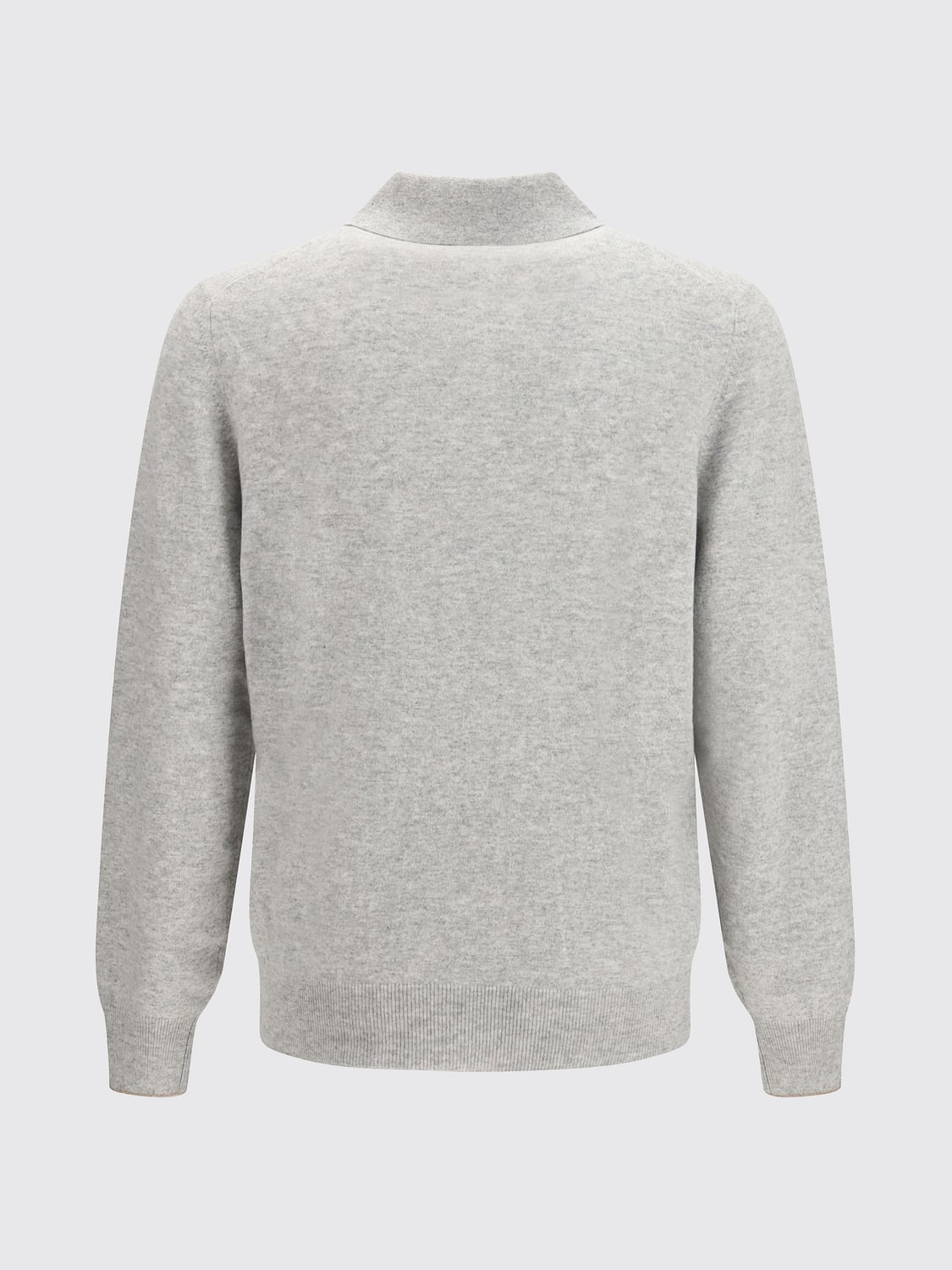 BRUNELLO CUCINELLI POLO: Brunello Cucinelli Langarm-Polo aus reinem Kaschmir mit geripptem Kragen, Ice - Img 3