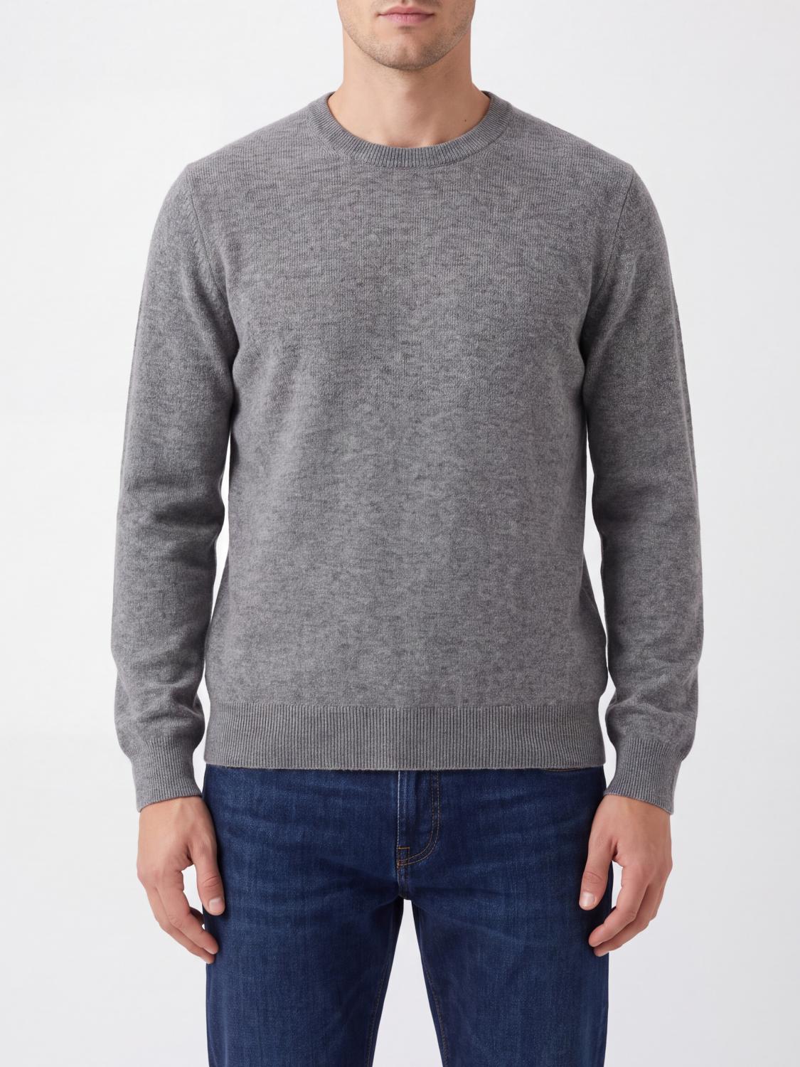 BRUNELLO CUCINELLI PULLOVER: Kaschmir-Pullover mit Rundhalsausschnitt von Brunello Cucinelli mit Rippbündchen, Grau - Img 1