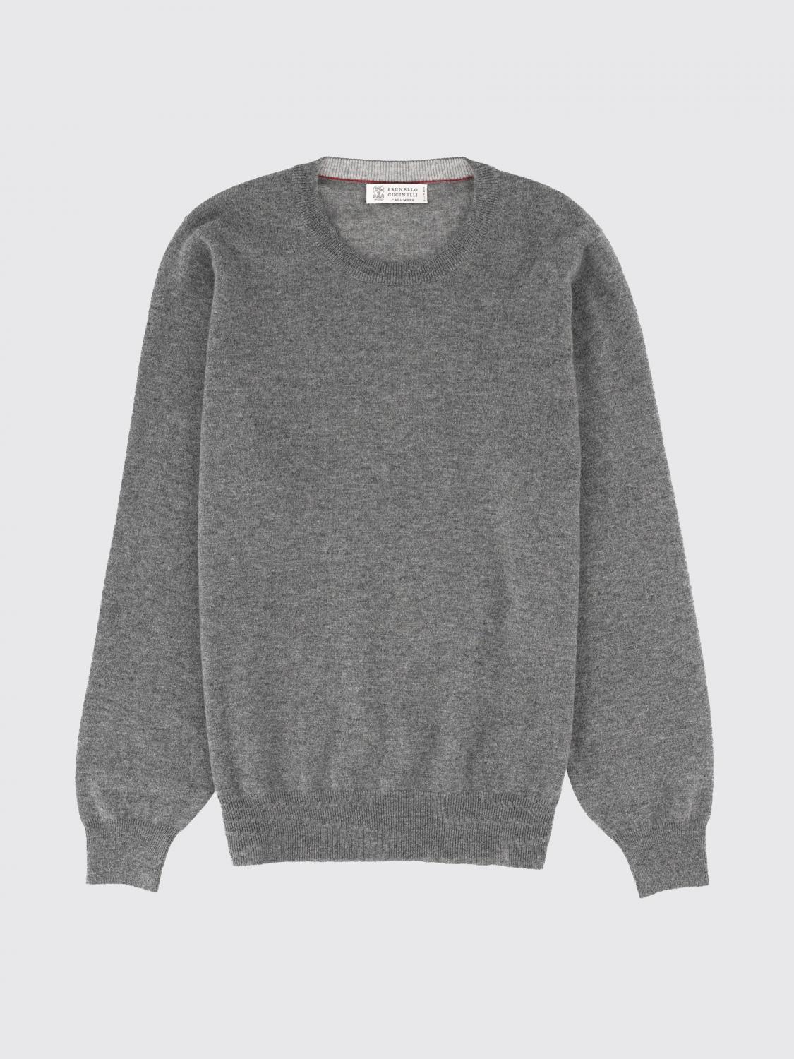 BRUNELLO CUCINELLI PULLOVER: Kaschmir-Pullover mit Rundhalsausschnitt von Brunello Cucinelli mit Rippbündchen, Grau - Img 2
