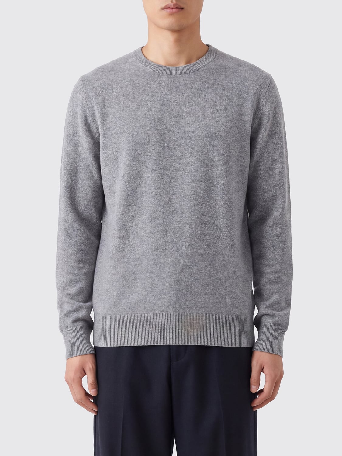 BRUNELLO CUCINELLI SWEATER: Crewneck Cashmere Jumper Brunello Cucinelli with Ribbed Trims, Charcoal - Img 1