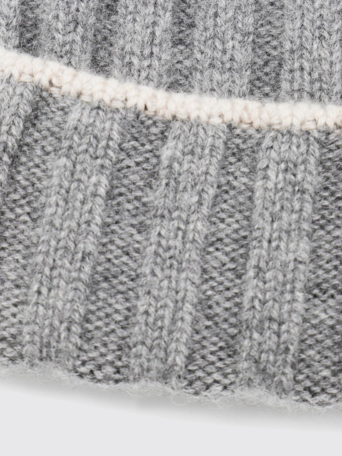 BRUNELLO CUCINELLI CAPPELLO: Berretto Brunello Cucinelli in puro cashmere a coste con risvolto, Grigio 1 - Img 2