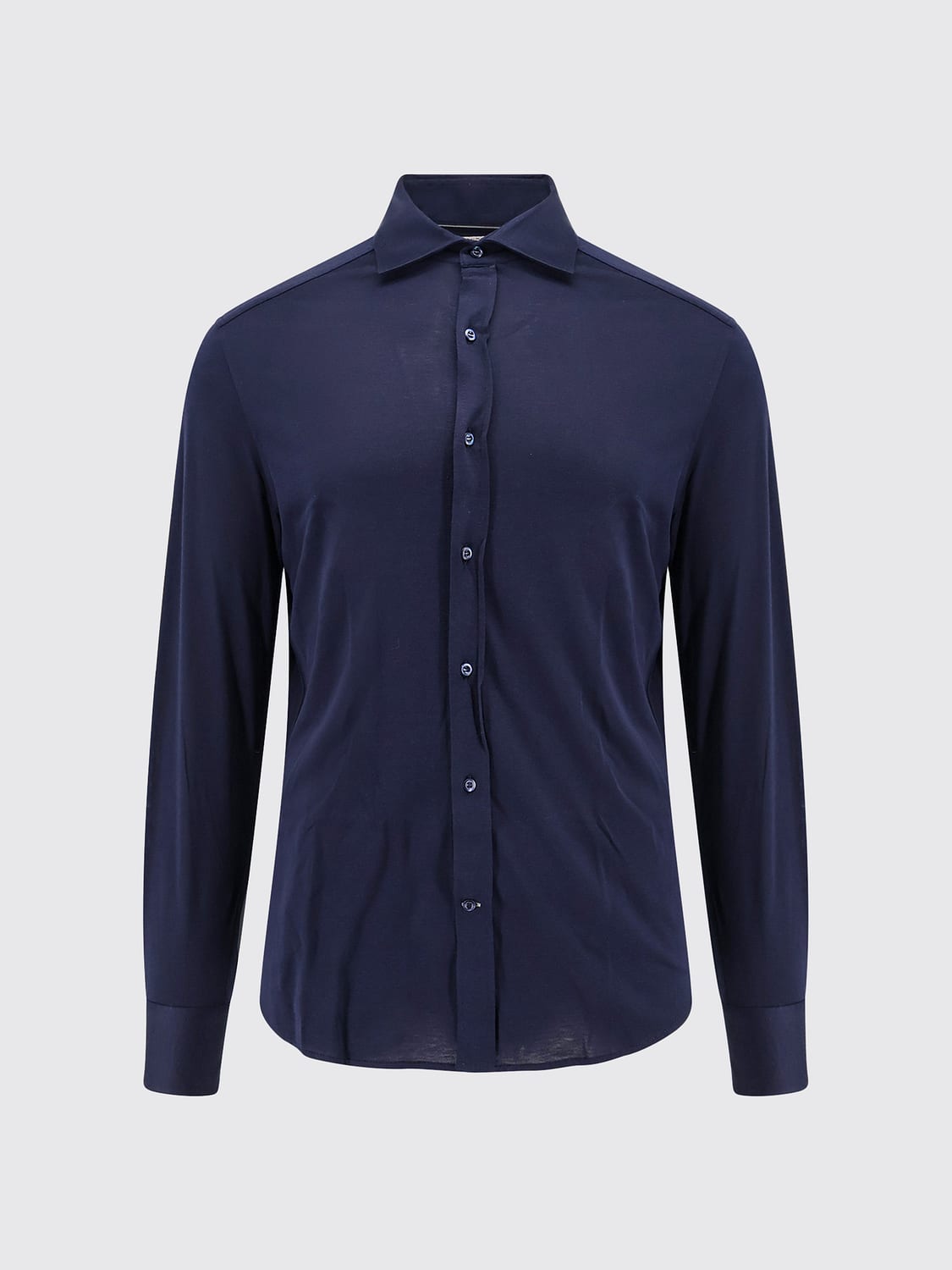 BRUNELLO CUCINELLI CAMICIA: Camicia slim fit Brunello Cucinelli in cotone e seta con collo francese, Cobalto - Img 2