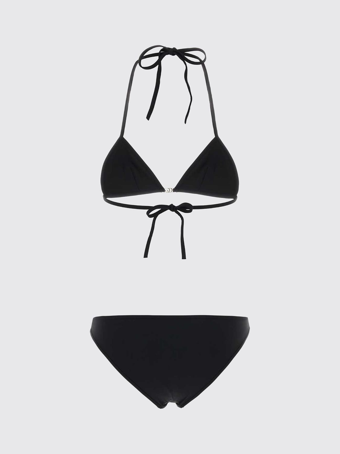 GUCCI BADEMODE: Triangel-Bikini Gucci mit Neckholder und Bindebändern, Schwarz - Img 3