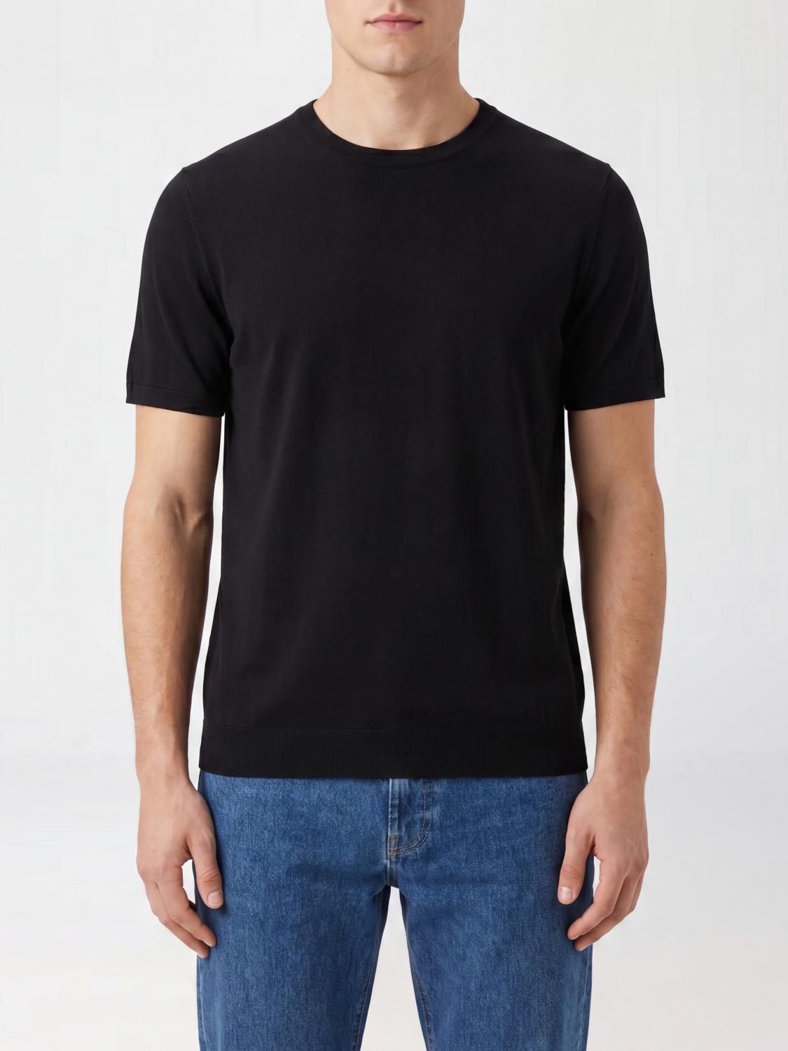 KANGRA MAGLIA: Maglia girocollo Kangra a maniche corte in cotone, Nero - Img 1