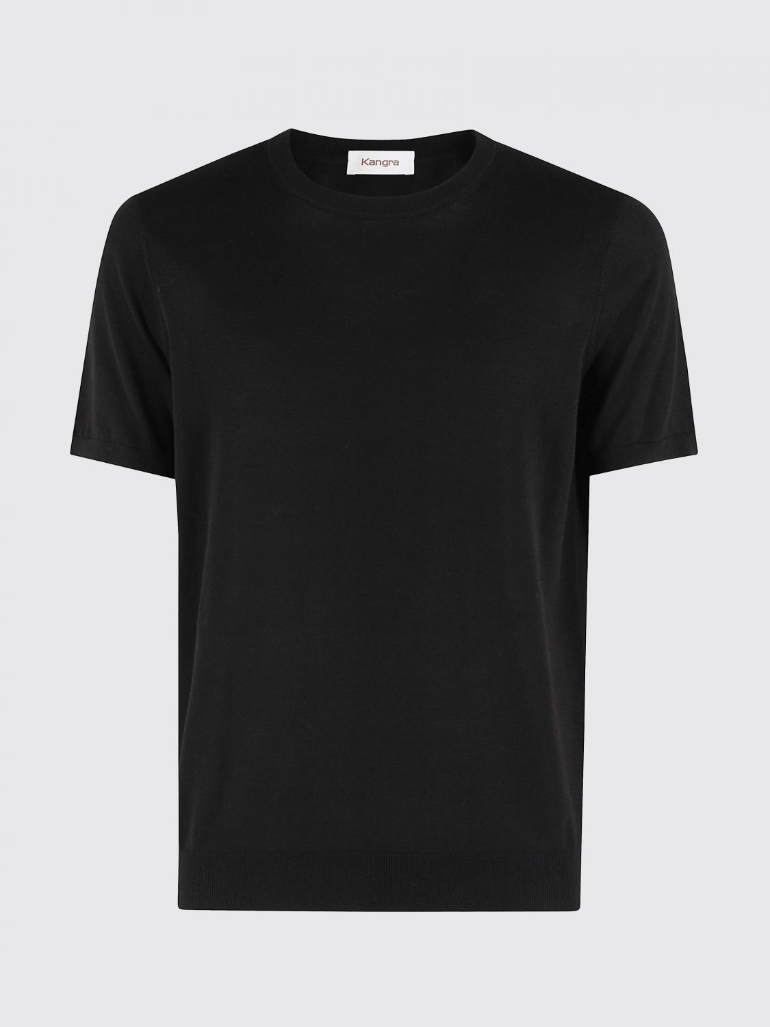 KANGRA MAGLIA: Maglia girocollo Kangra a maniche corte in cotone, Nero - Img 2