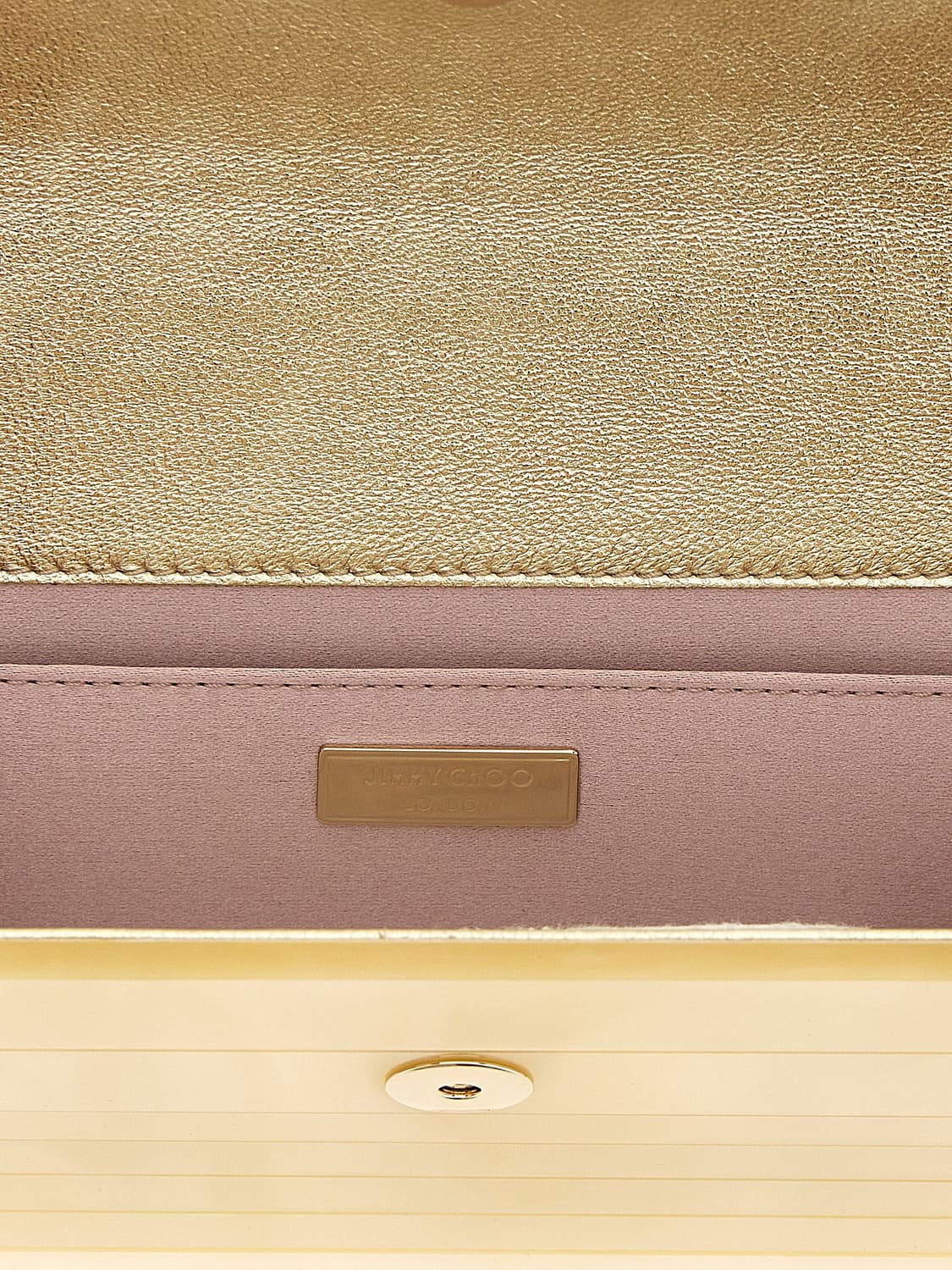 JIMMY CHOO CLUTCH: Clutch Sweetie Jimmy Choo in resina marmorizzata con tracolla a catena, Oro - Img 4
