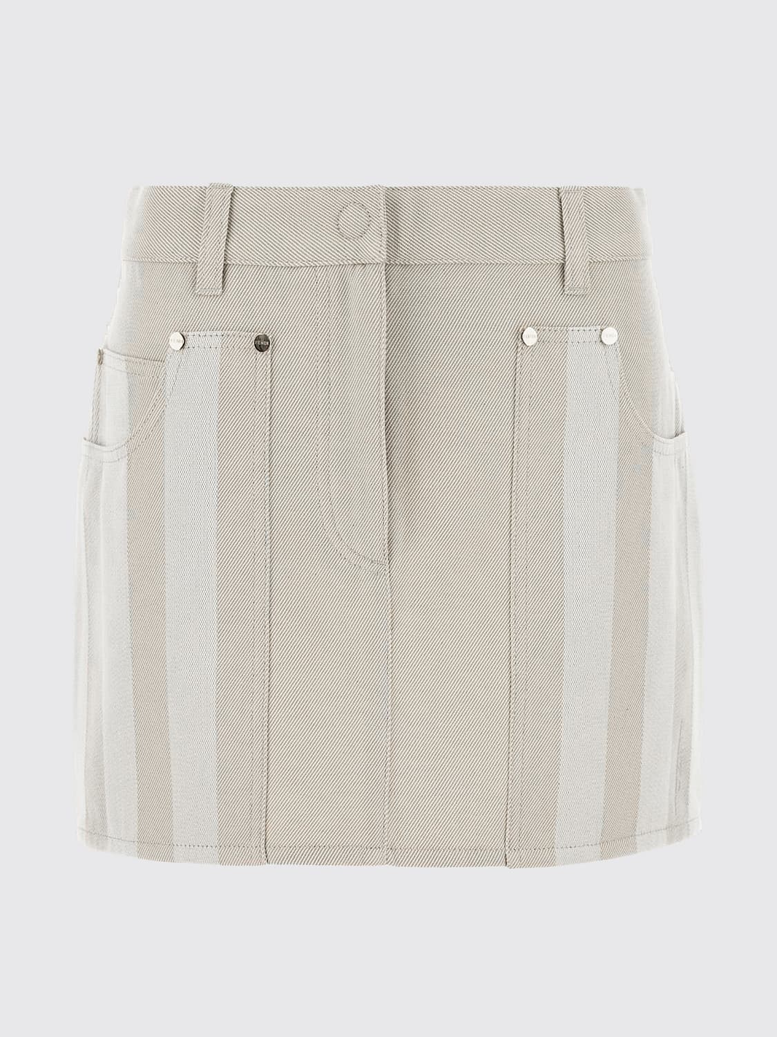 FENDI FALDA: Minifalda de tubo Fendi de talle alto en algodón con diseño de cinco bolsillos, Beige - Img 2