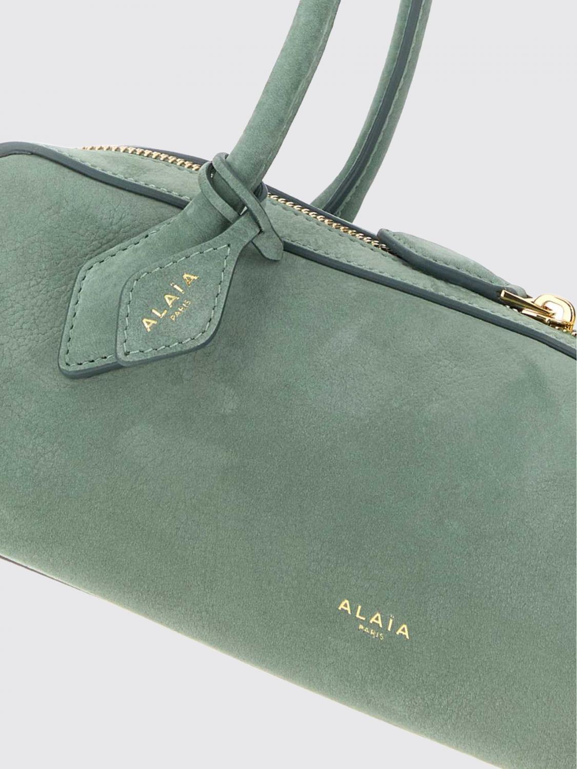 ALAÏA BORSA A SPALLA: Borsa a spalla Le Teckel media Alaïa in pelle di vitello e nabuk, Salvia - Img 4