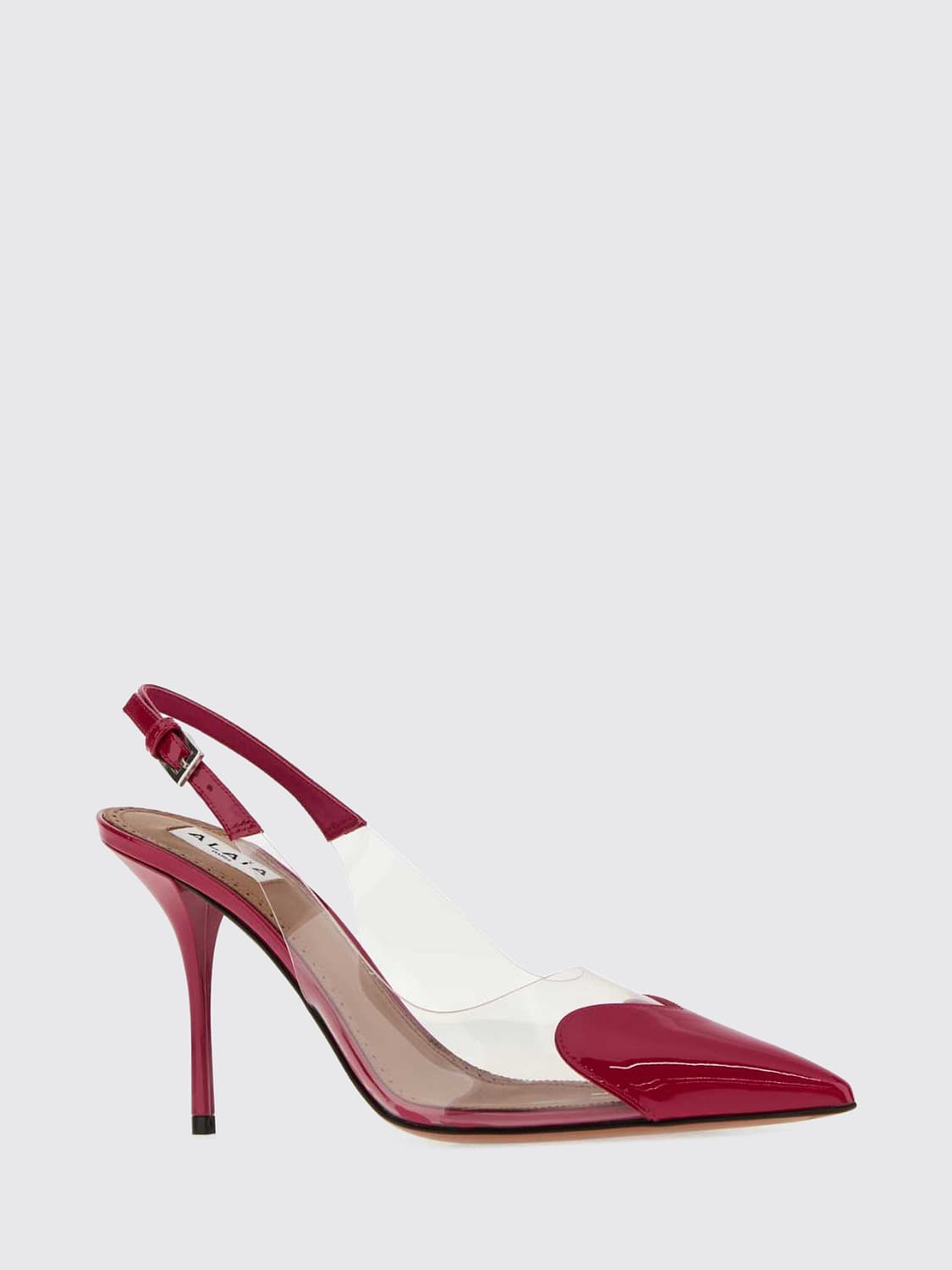 ALAÏA PUMPS: Le Cœur Slingback-Pumps Alaïa aus Lackleder und PVC mit Stiletto-Absatz, Rot - Img 2