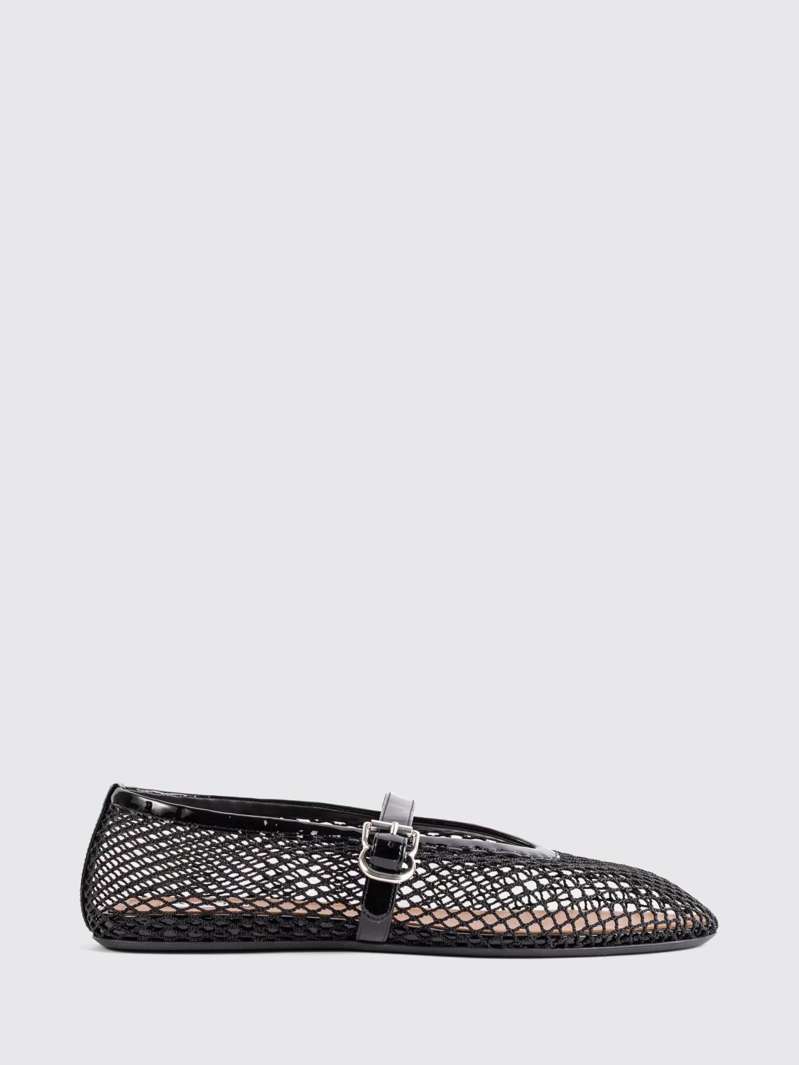 ALAÏA BALLET FLAT: Mary Jane Mesh and Patent Leather Ballerina Flats Alaïa with Strap, Black - Img 1