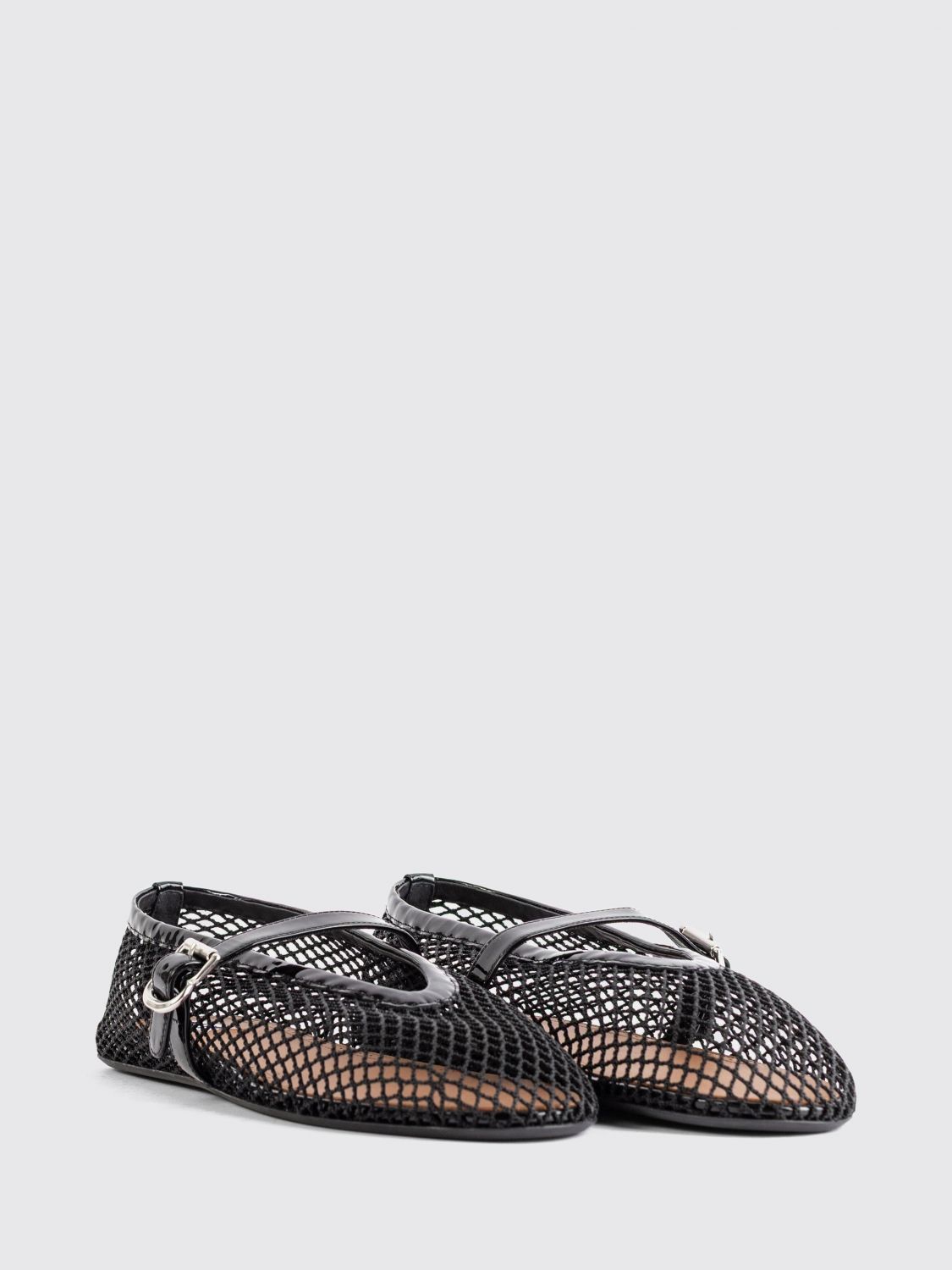 ALAÏA BALLET FLAT: Mary Jane Mesh and Patent Leather Ballerina Flats Alaïa with Strap, Black - Img 2