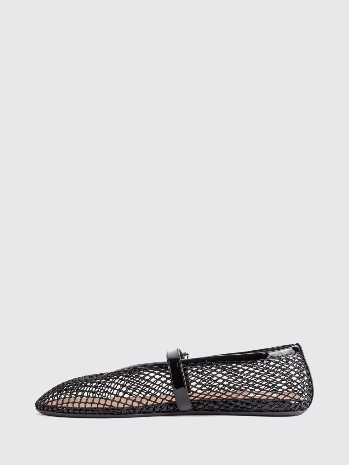 ALAÏA BALLET FLAT: Mary Jane Mesh and Patent Leather Ballerina Flats Alaïa with Strap, Black - Img 5