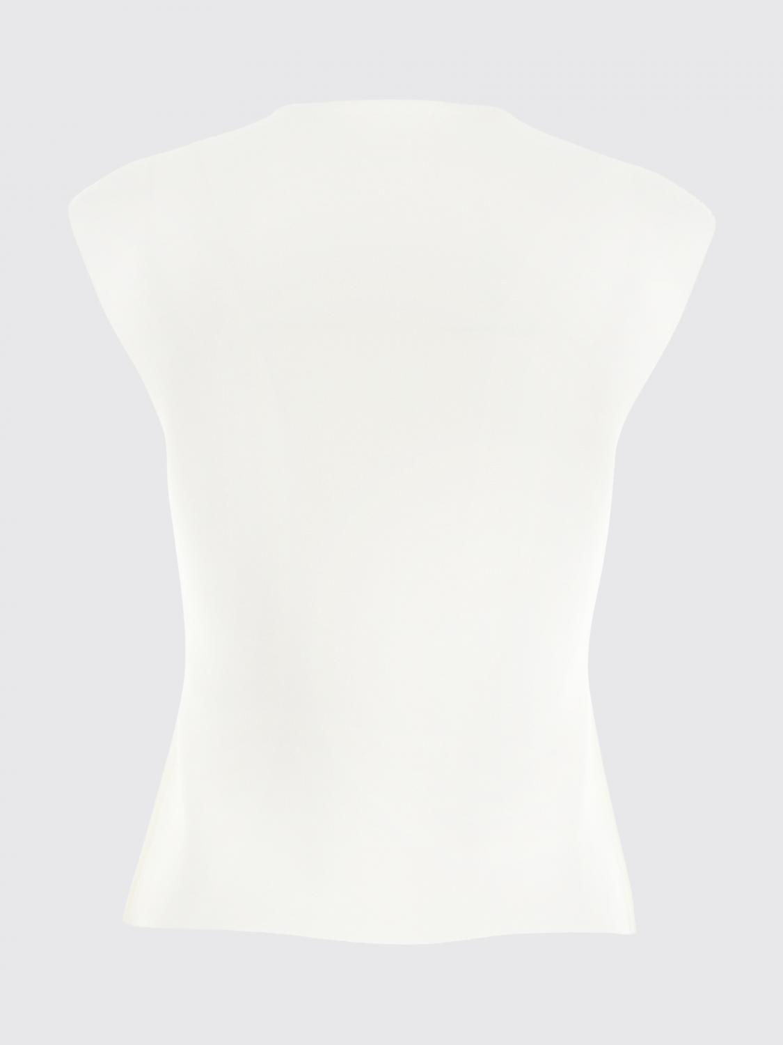 PAROSH TOP: Top sin mangas de corte slim P.A.R.O.S.H. con cuello redondo en mezcla de viscosa, Blanco - Img 3