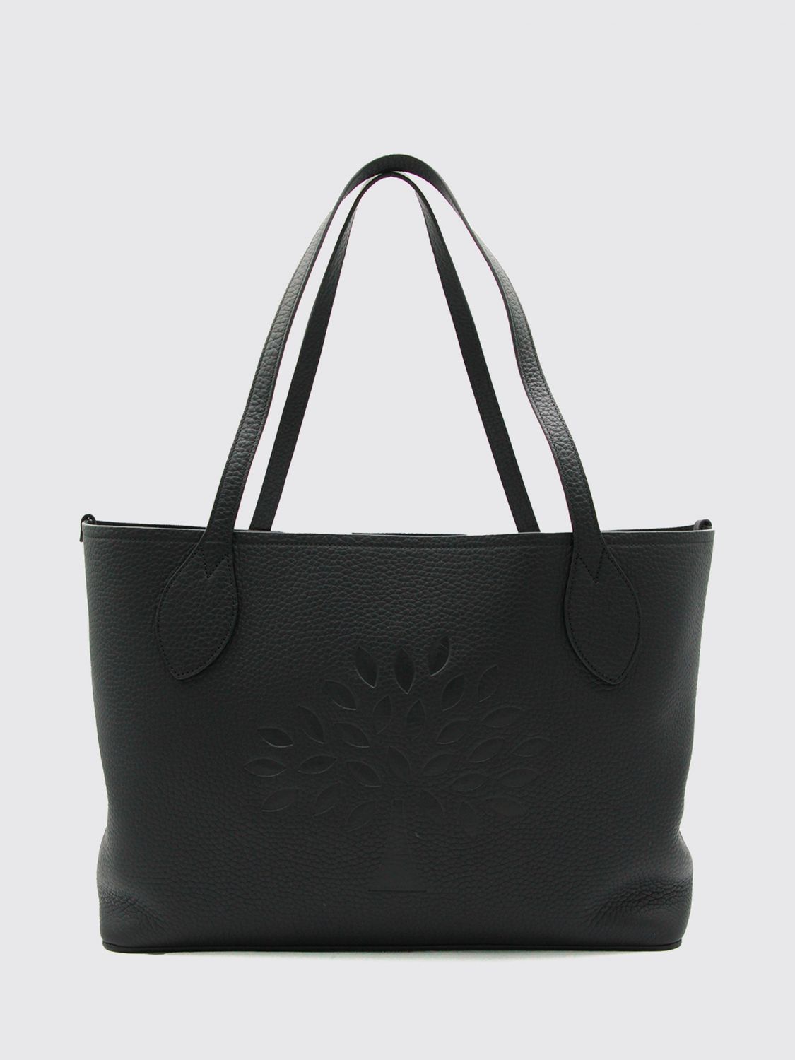 MULBERRY BORSA TOTE: Borsa tote Tree Mulberry in pelle di vitello a grana con logo monogram impresso, Nero - Img 1