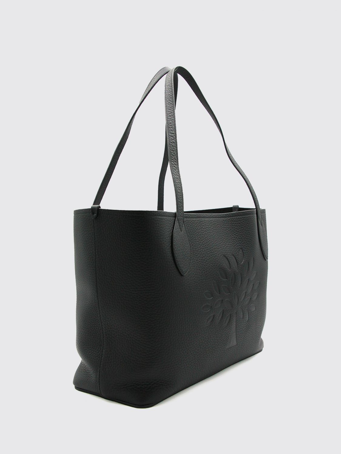 MULBERRY BORSA TOTE: Borsa tote Tree Mulberry in pelle di vitello a grana con logo monogram impresso, Nero - Img 3