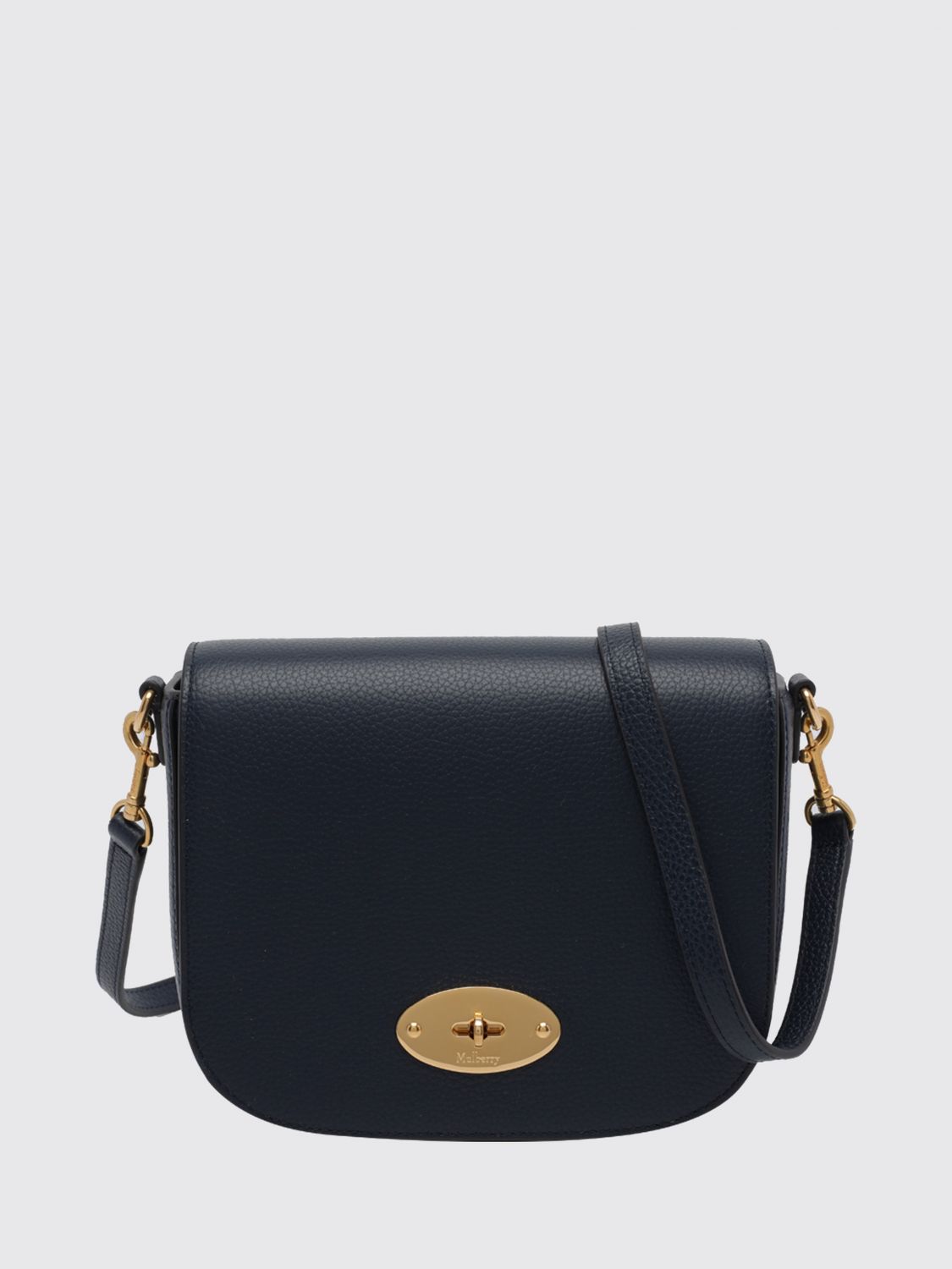MULBERRY ハンドバッグ: MULBERRY ミニ ベイズウォーター フルグレインレザー ショルダーストラップ付き トップハンドルバッグ, ブルー - Img 1