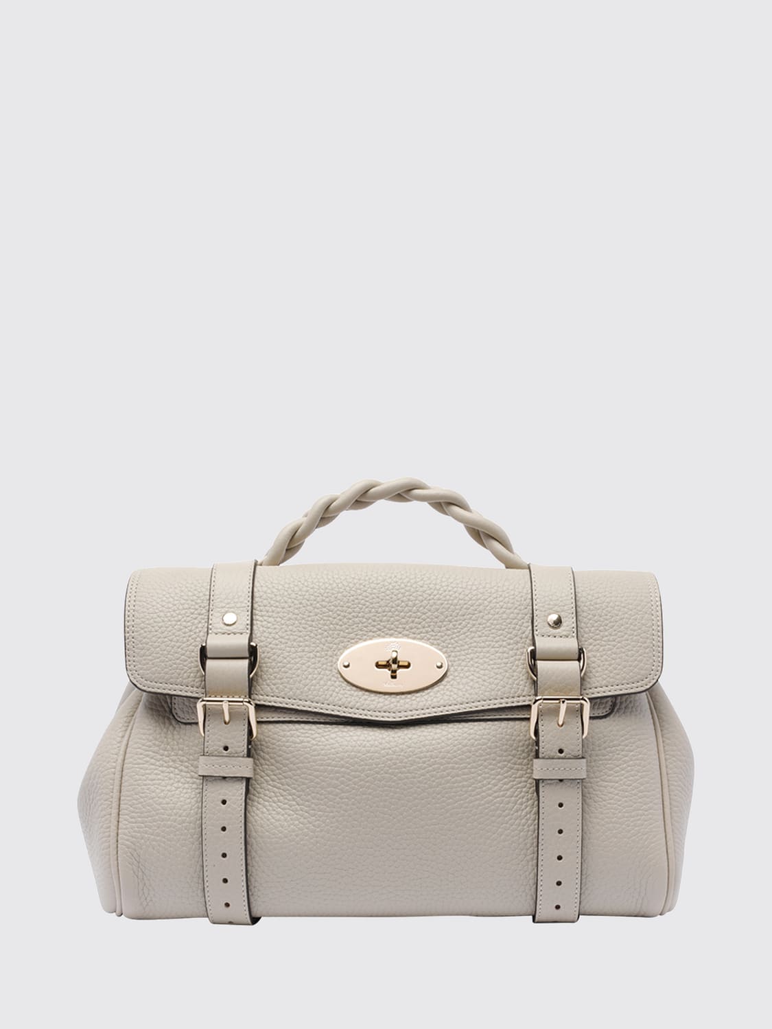 MULBERRY BORSA A MANO: Borsa a mano Alexa Mulberry in pelle di vitello con manico intrecciato, Bianco - Img 1