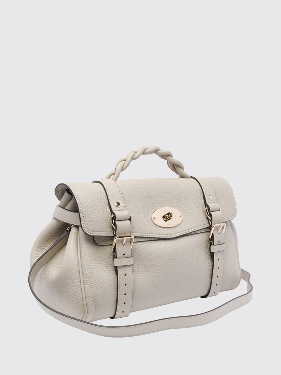 MULBERRY BORSA A MANO: Borsa a mano Alexa Mulberry in pelle di vitello con manico intrecciato, Bianco - Img 3