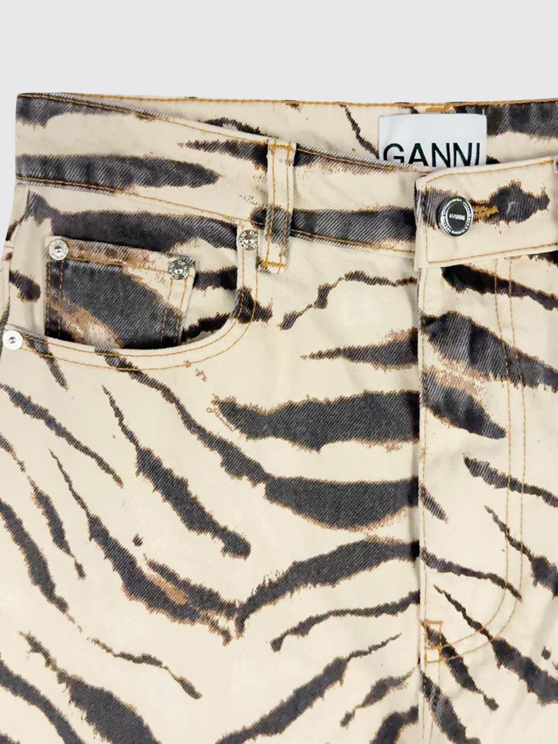 GANNI VAQUEROS: Vaqueros de pernera ancha y talle alto Ganni con estampado de cebra, Blanco - Img 4