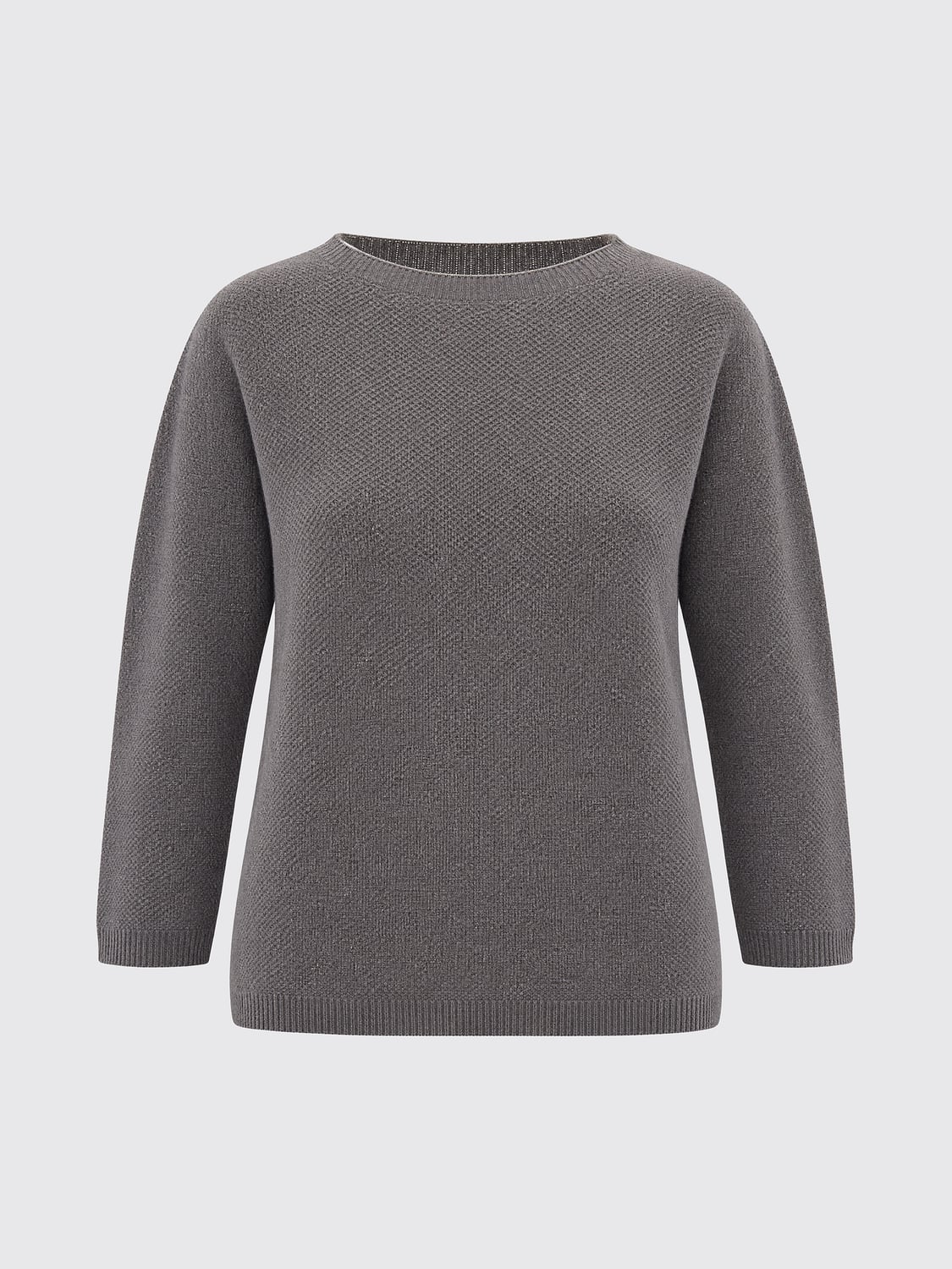 FABIANA FILIPPI PULLOVER: Langarmpullover mit Rundhalsausschnitt Fabiana Filippi aus Wolle, Seide und Kaschmir, Braun - Img 2