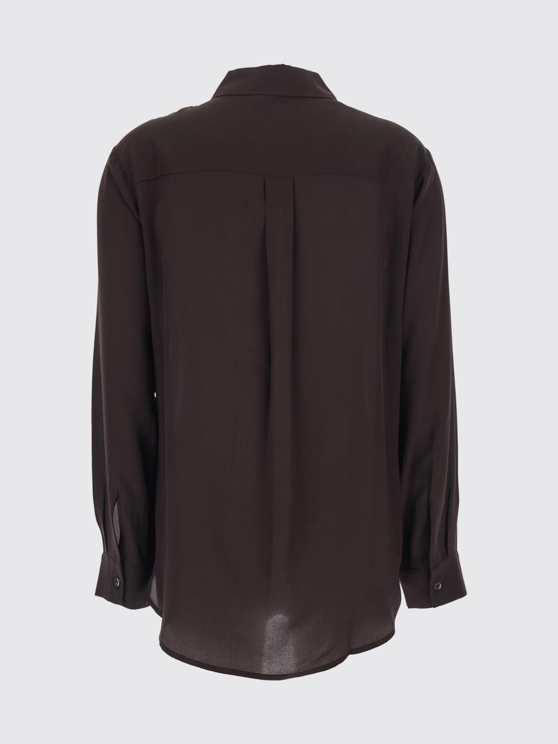 PAROSH CAMISA: Camisa de manga larga P.A.R.O.S.H. de pura seda con cuello francés, Marrón - Img 3