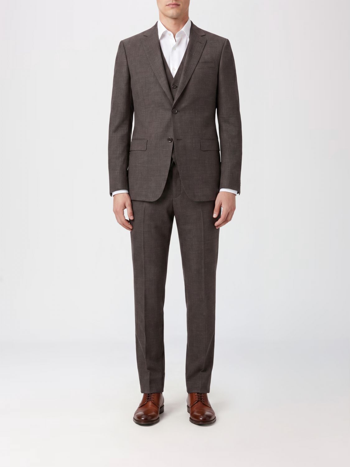 ZEGNA ABITO: Completo monopetto Zegna in lana e lino con revers a specchio, Nero - Img 1