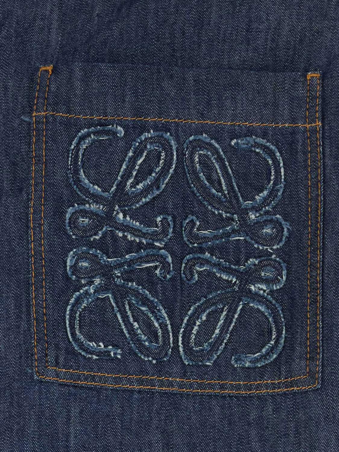 LOEWE ジャケット: LOEWE アナグラムロゴ刺繍入りコットンデニムシャツジャケット, ブルー - Img 4