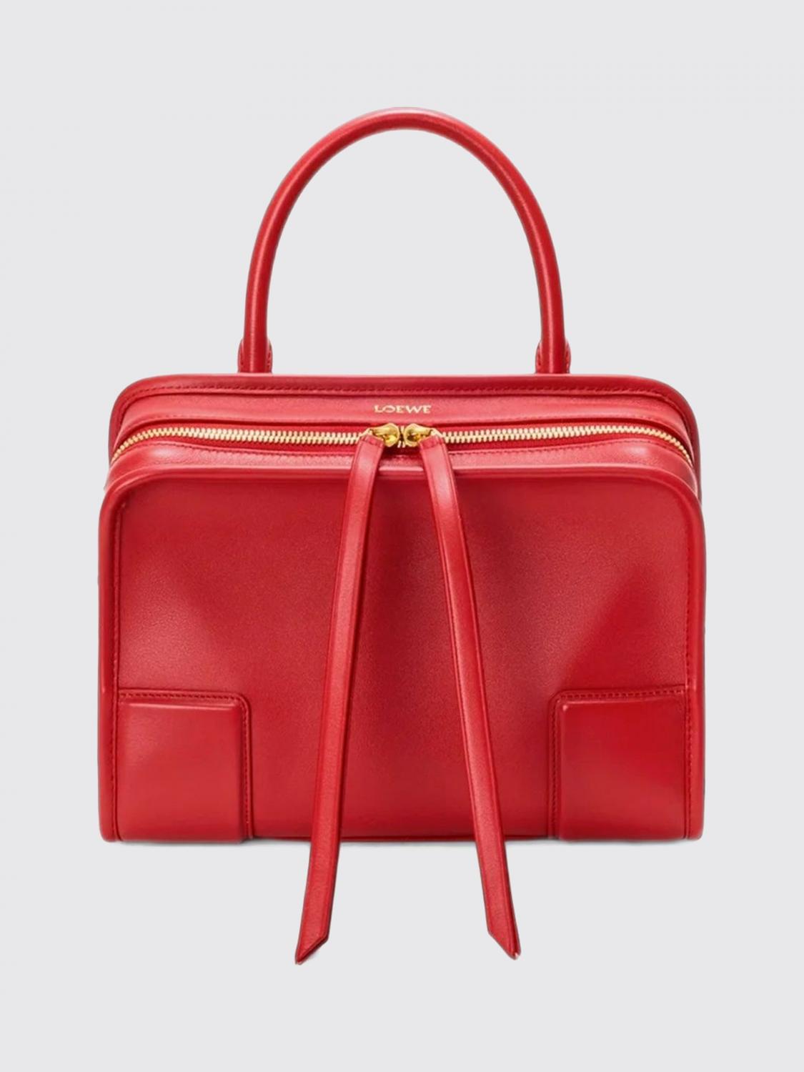 LOEWE HANDTASCHE: Kleine Amazona Handtasche Loewe aus Kalbsleder mit geprägtem Logo, Rot - Img 1