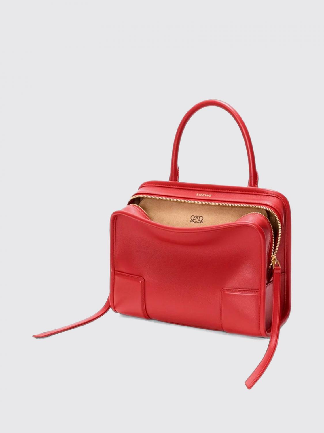 LOEWE HANDTASCHE: Kleine Amazona Handtasche Loewe aus Kalbsleder mit geprägtem Logo, Rot - Img 3