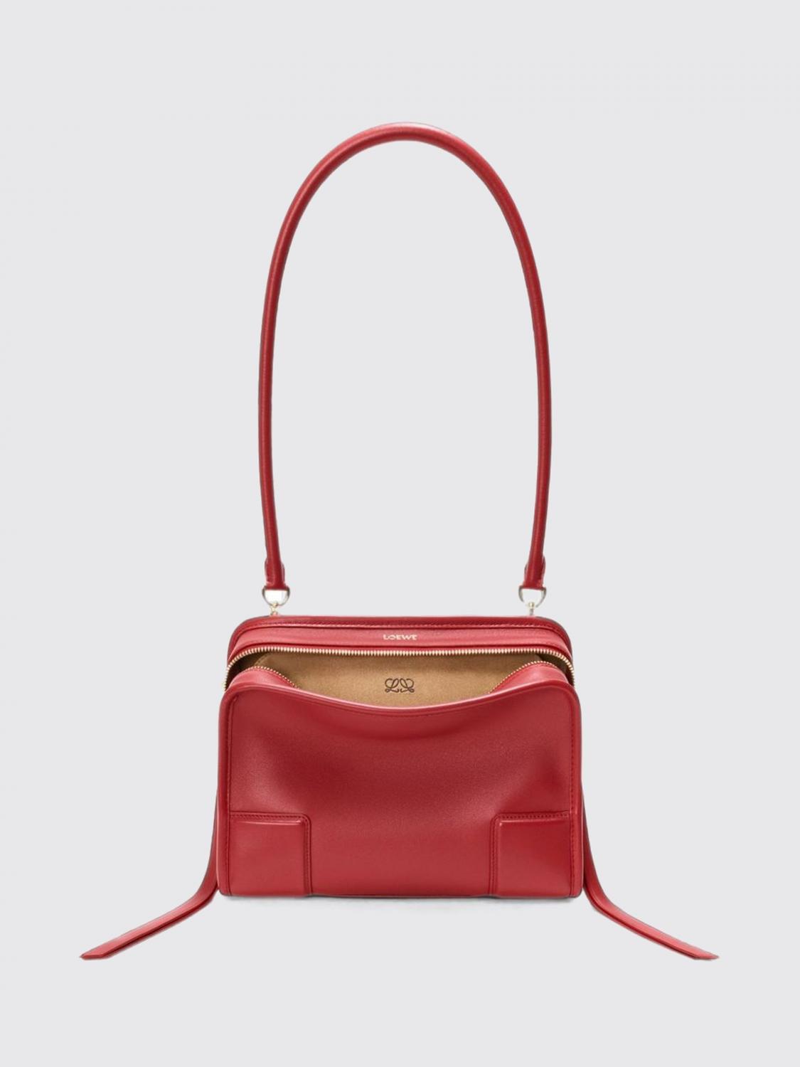 LOEWE HANDTASCHE: Kleine Amazona Handtasche Loewe aus Kalbsleder mit geprägtem Logo, Rot - Img 4