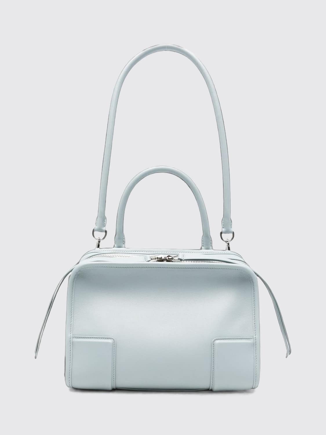 LOEWE HANDTASCHE: Kleine Amazona Handtasche Loewe aus Kalbsleder mit geprägtem Logo, Grau - Img 1