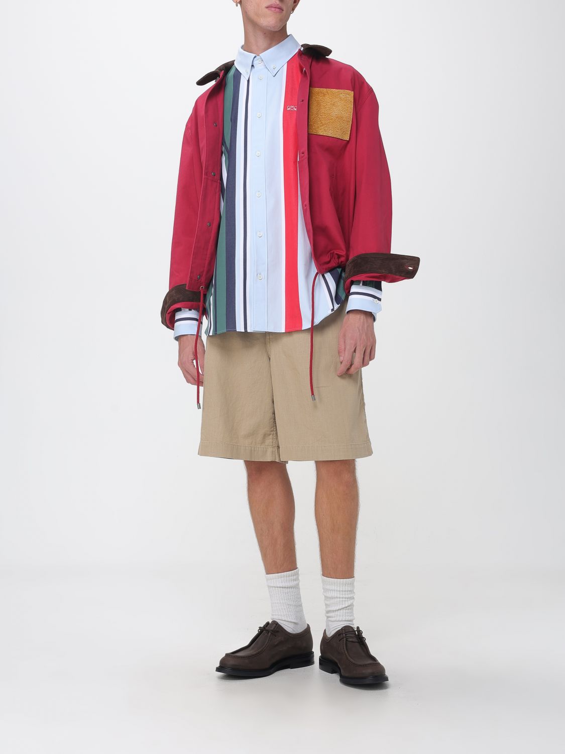 LOEWE JACKET: Loewe Workwear Cotton Jacket with Velvet Contrast Collar, Red - Img 2