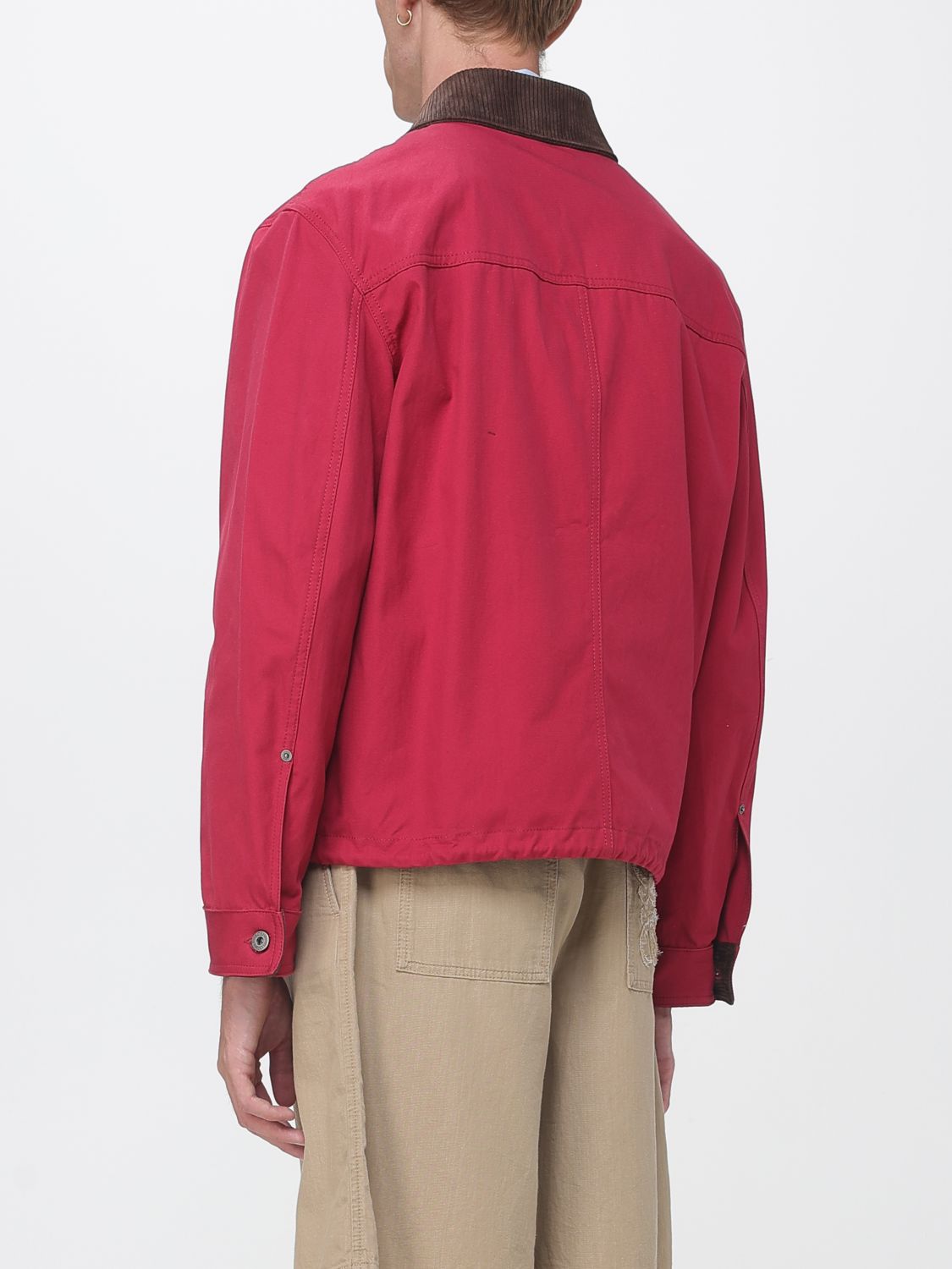 LOEWE JACKET: Loewe Workwear Cotton Jacket with Velvet Contrast Collar, Red - Img 3