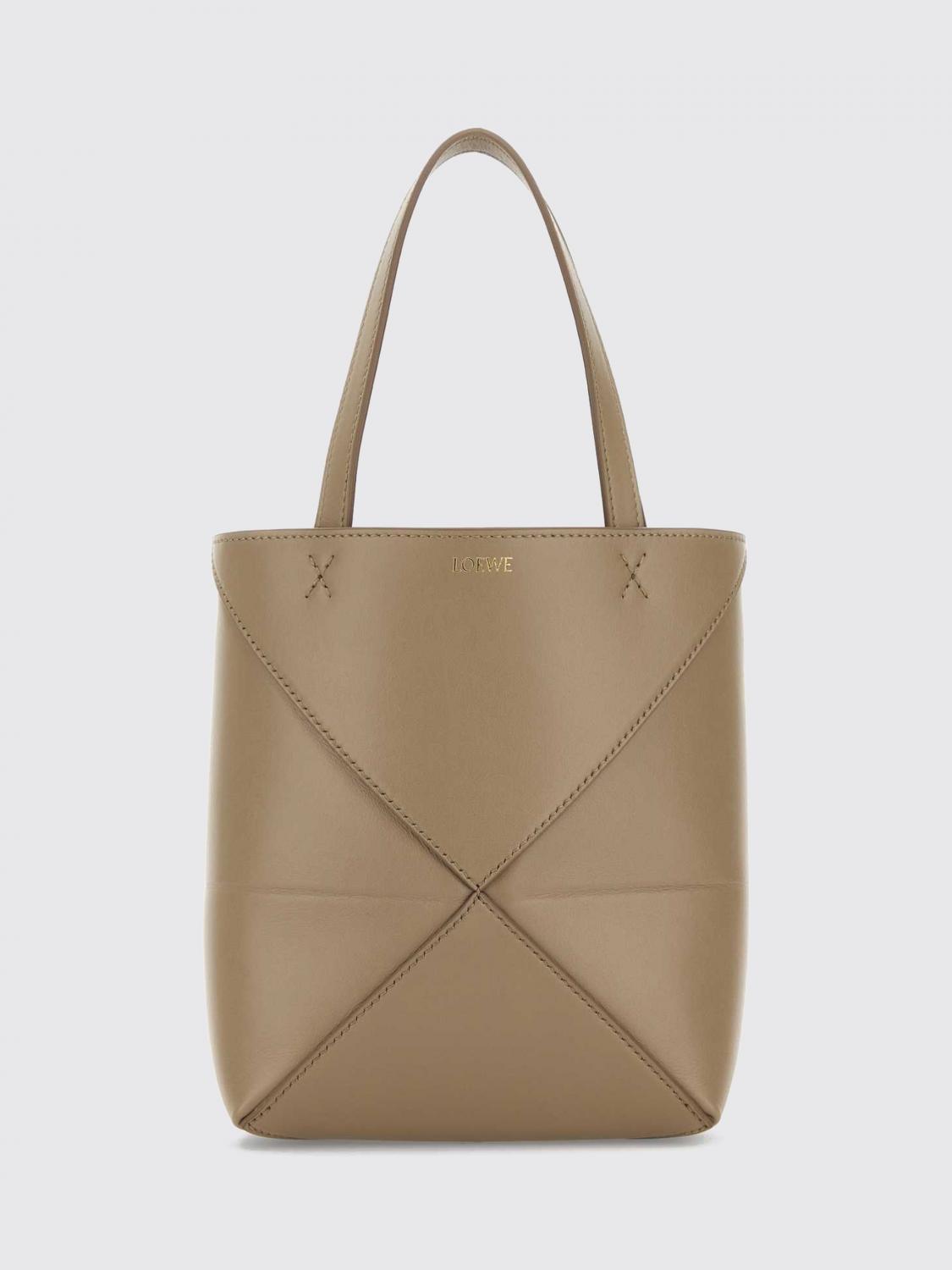 LOEWE MINITASCHE: Kleine Puzzle Fold Tote-Tasche Loewe aus Kalbsleder mit doppeltem Henkel, Sand - Img 1