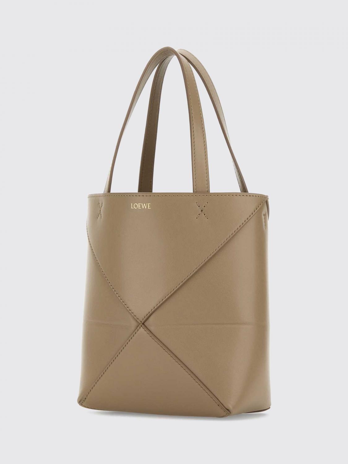 LOEWE MINITASCHE: Kleine Puzzle Fold Tote-Tasche Loewe aus Kalbsleder mit doppeltem Henkel, Sand - Img 3