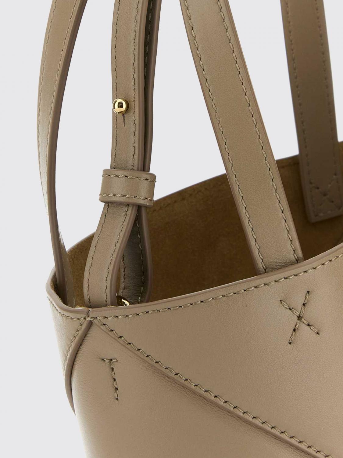LOEWE MINITASCHE: Kleine Puzzle Fold Tote-Tasche Loewe aus Kalbsleder mit doppeltem Henkel, Sand - Img 4