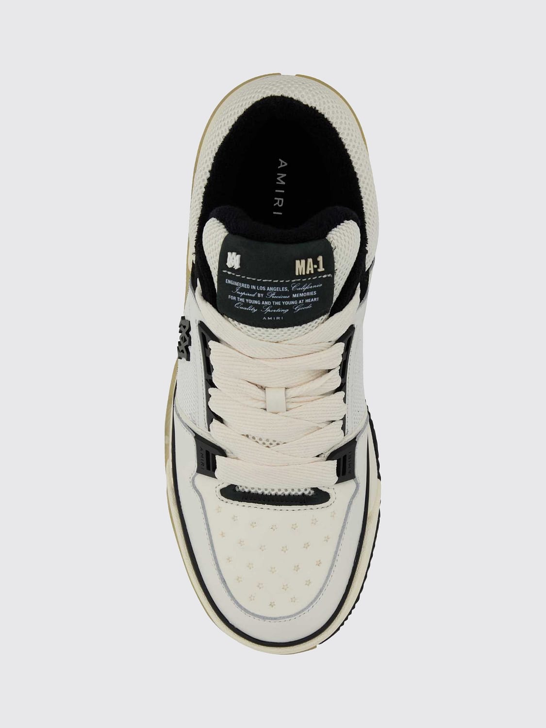 AMIRI BASKETS: Baskets mi-hautes MA-1 Amiri en cuir et mesh à cheville rembourrée, Blanc 1 - Img 3