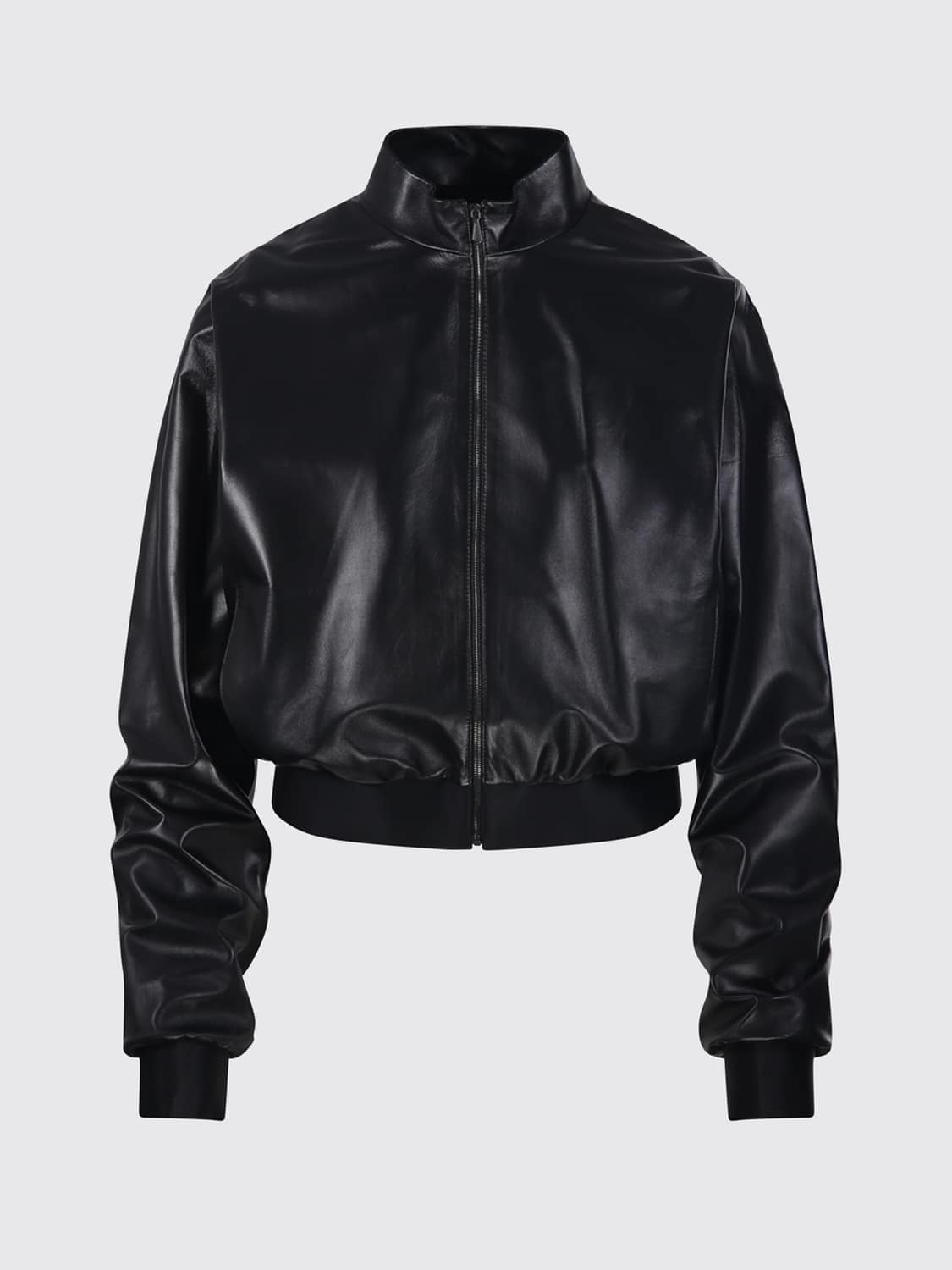 GUCCI GIACCA: Bomber Gucci in pelle nappa con collo alto e chiusura a zip, Nero - Img 2