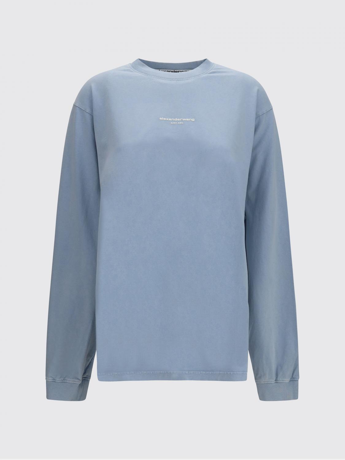 ALEXANDER WANG CAMISETA: Camiseta de manga larga Alexander Wang de algodón con logo en contraste, Cielo - Img 2