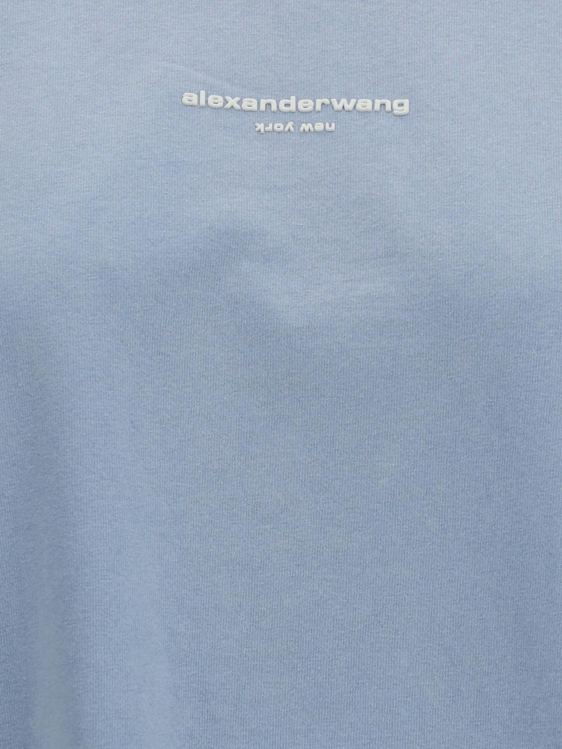 ALEXANDER WANG CAMISETA: Camiseta de manga larga Alexander Wang de algodón con logo en contraste, Cielo - Img 4