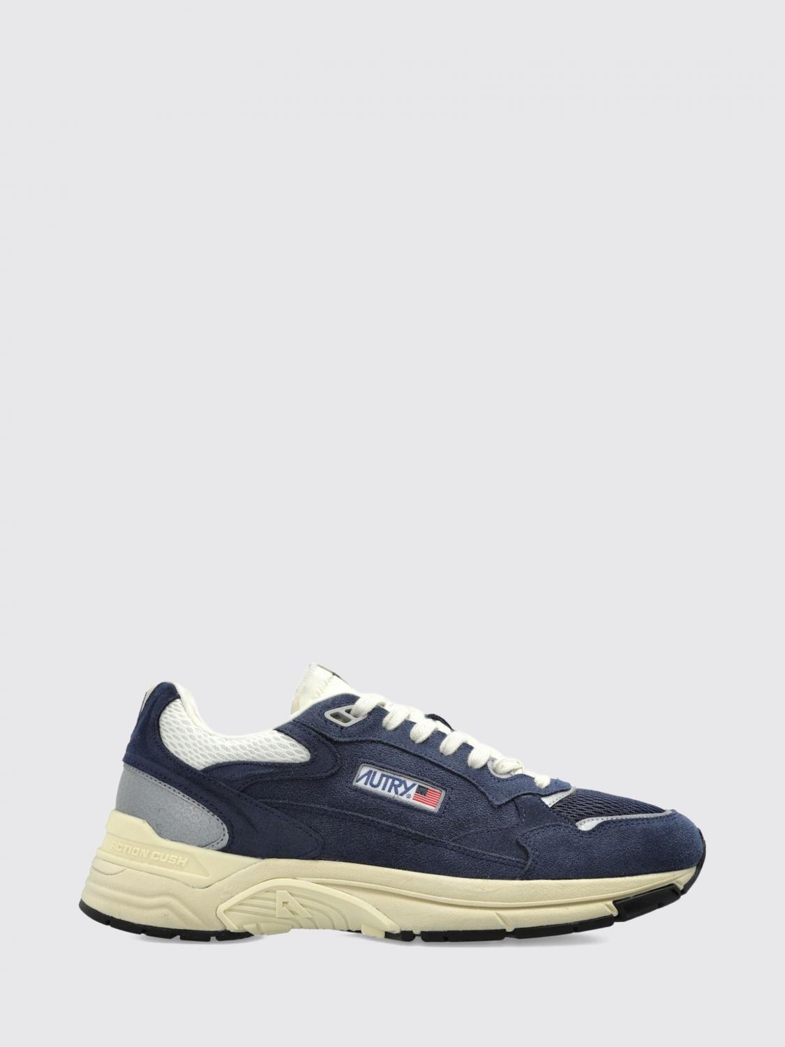 AUTRY SNEAKERS: Autry Hyperway Bicolour Leather and Mesh Low-Top Sneakers, Navy - Img 1