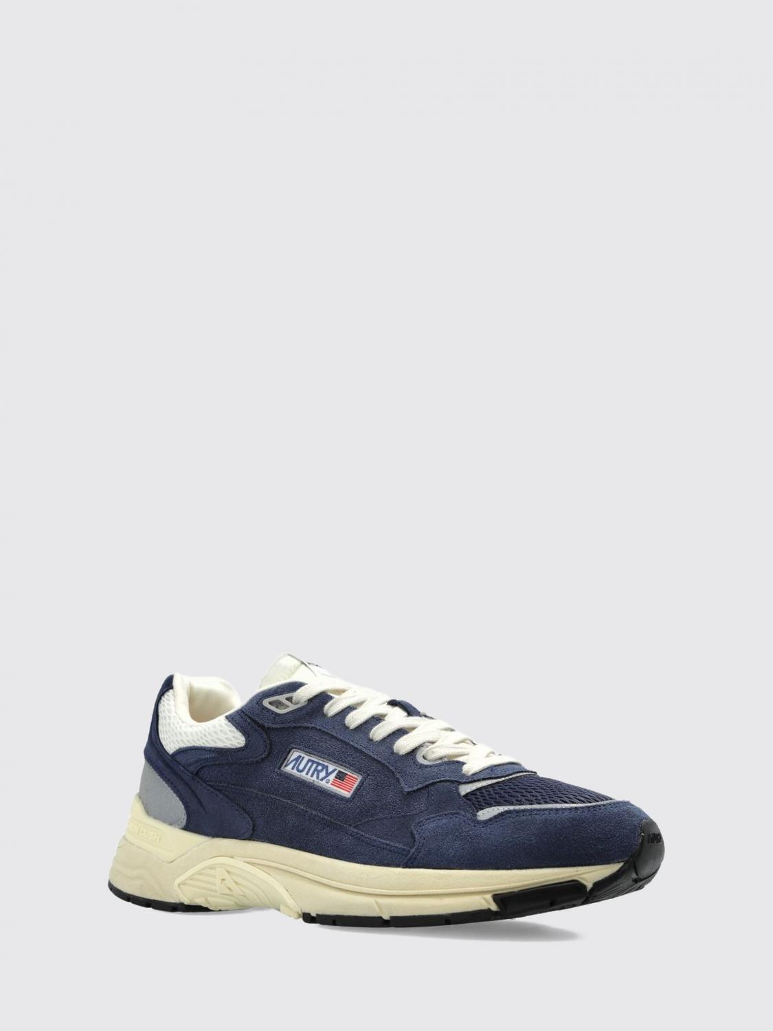 AUTRY SNEAKERS: Autry Hyperway Bicolour Leather and Mesh Low-Top Sneakers, Navy - Img 3