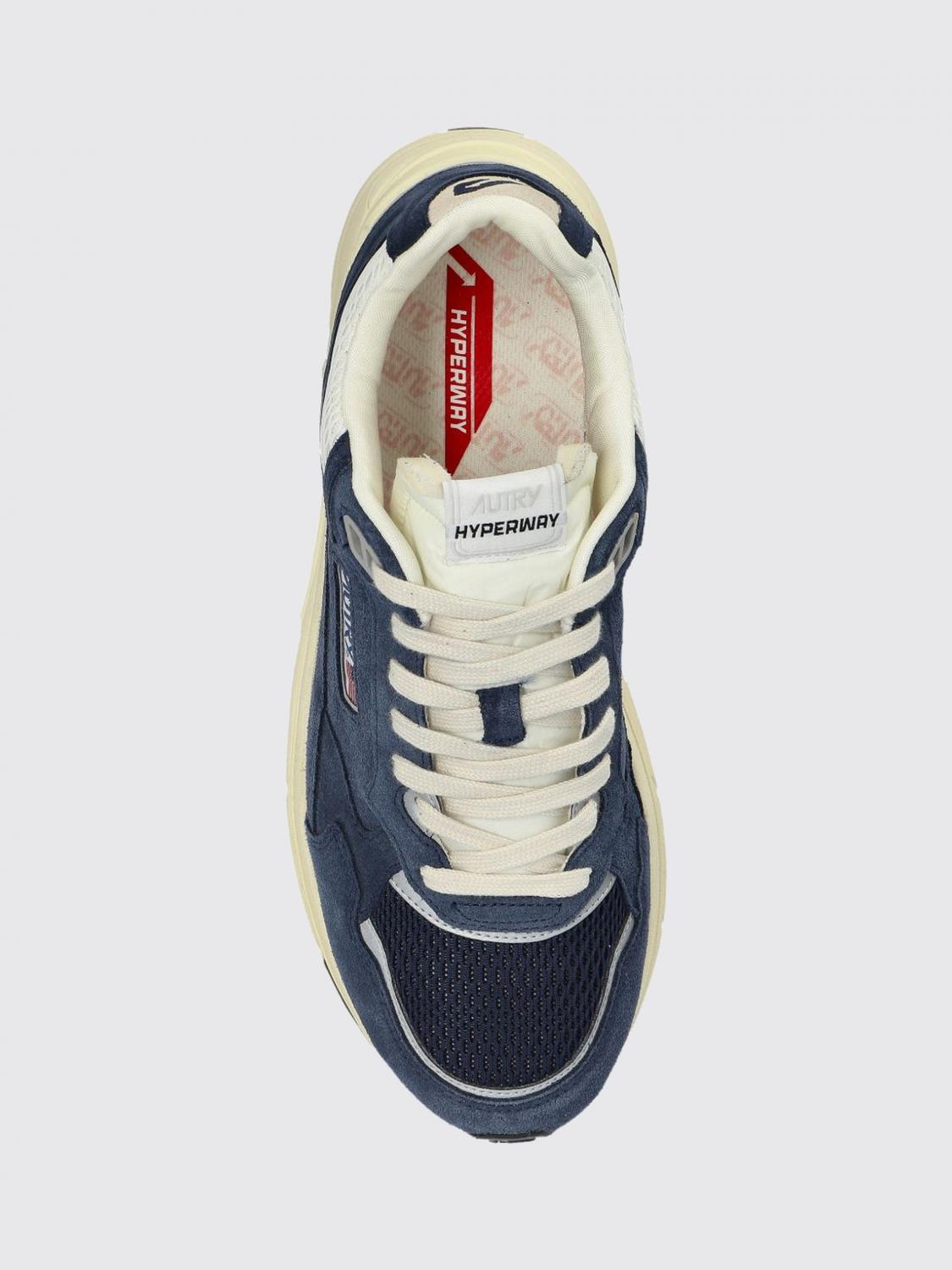 AUTRY SNEAKERS: Autry Hyperway Bicolour Leather and Mesh Low-Top Sneakers, Navy - Img 4